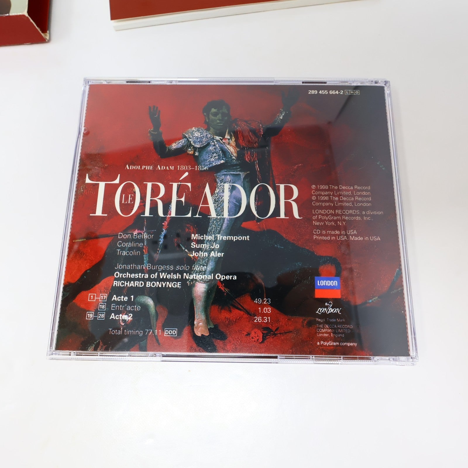 Le Toreador Adam Sumi Jo/John Aler/Michel Trempont CD Richard Bonynge 1998