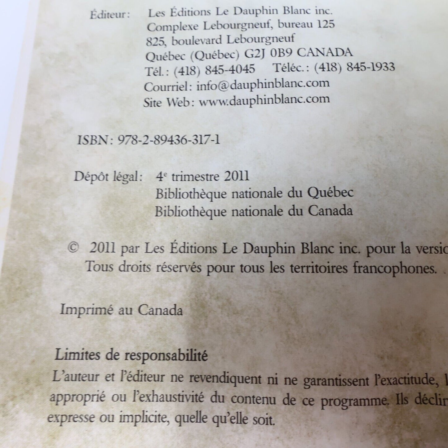 2011 Les Codes de Vie 7 Secrets de Vie Révélés Patty Harpeneau Dauphin Blanc PB
