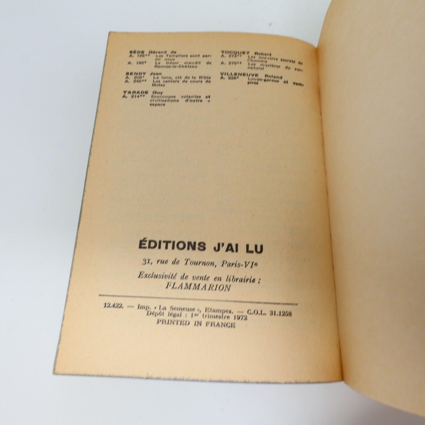 1972 Un Bébé pour Rosemary Ira Levin Horreur Thriller J'ai Lu Français Paperback