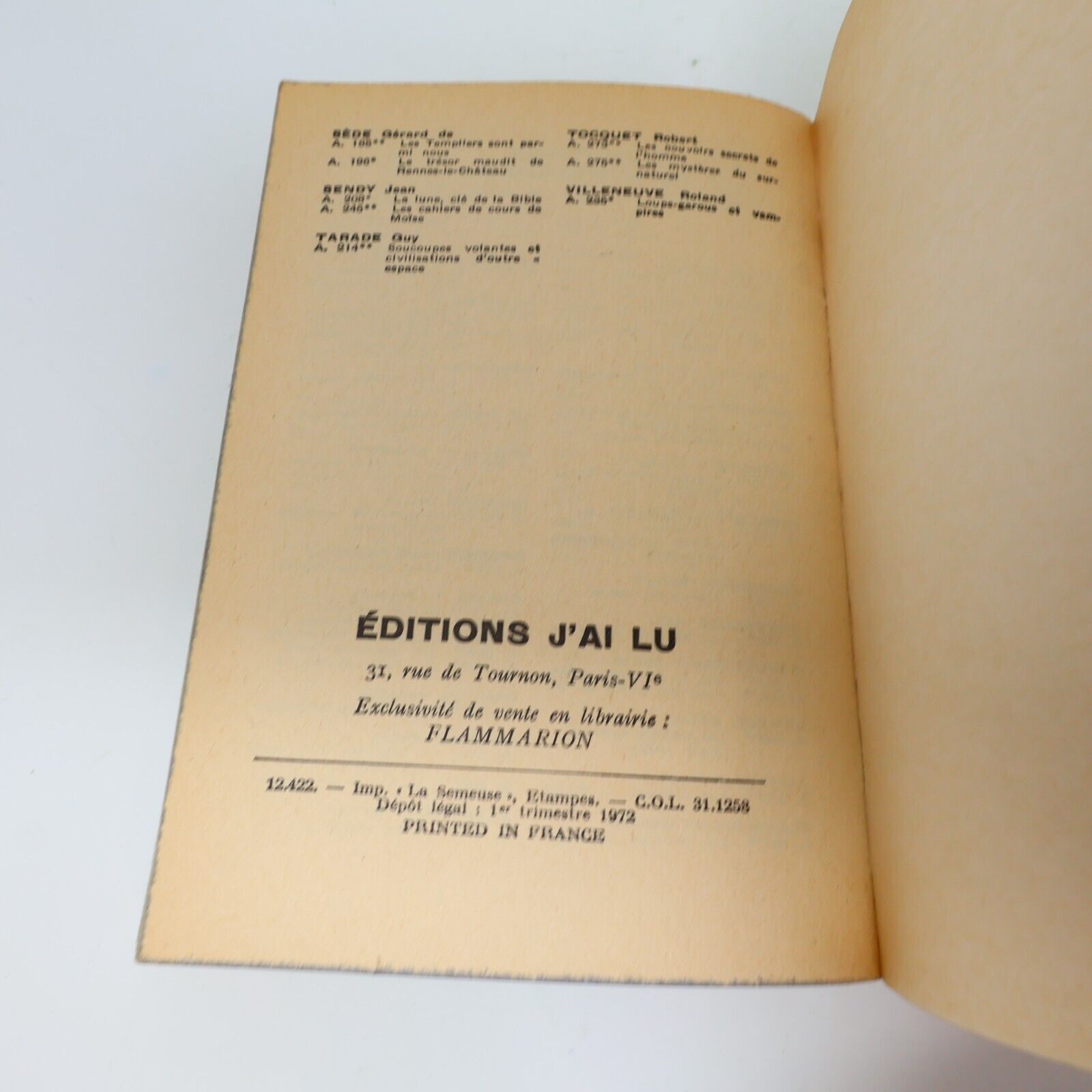1972 Un Bébé pour Rosemary Ira Levin Horreur Thriller J'ai Lu Français Paperback