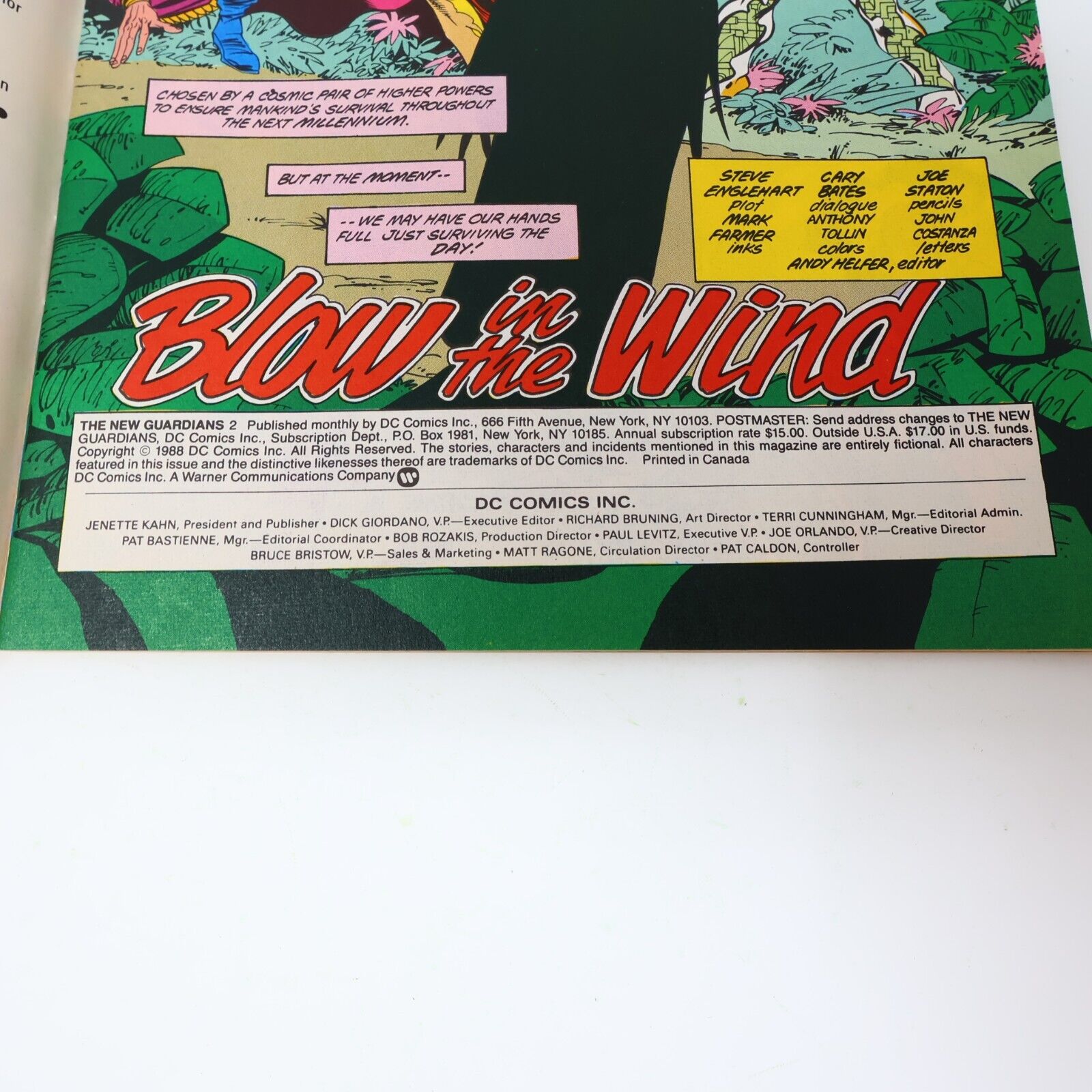 1988 Jungle Snow The New Guardians #2 Englehart/Bates/Staton/Farmer DC Comic 80s