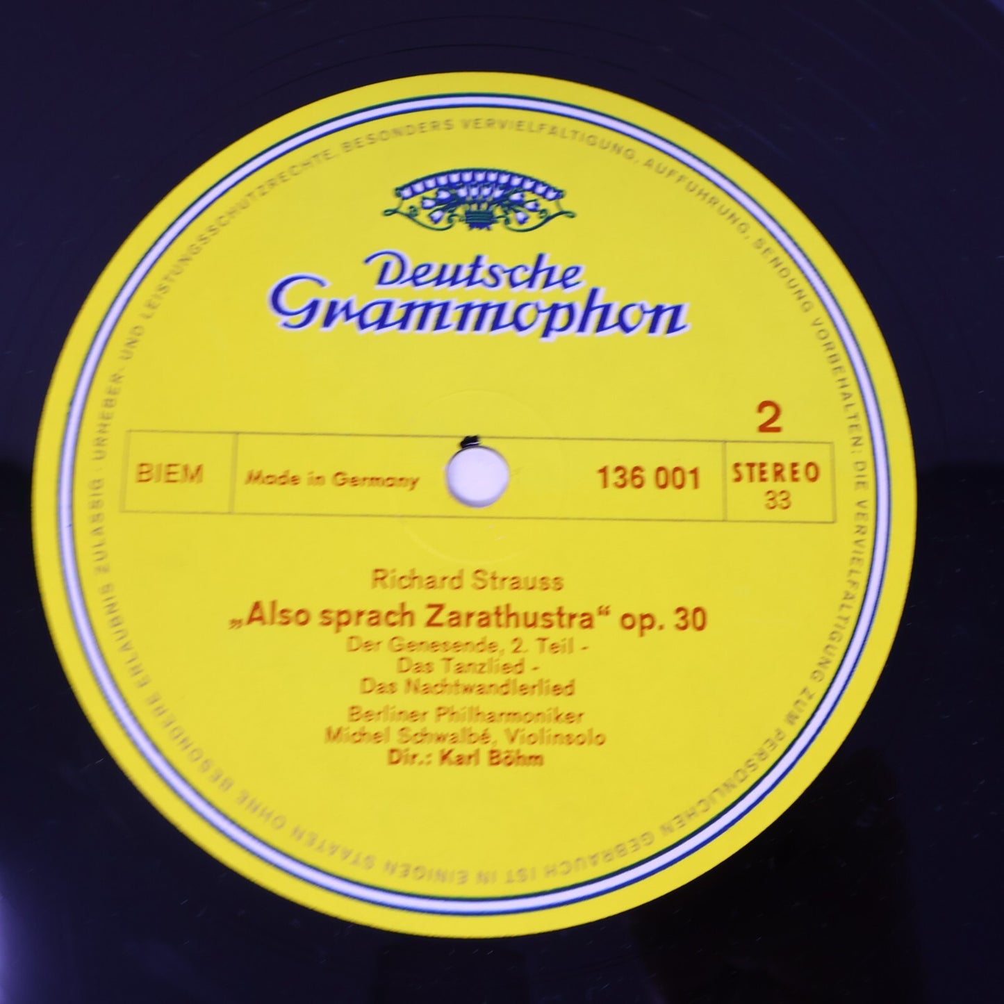 R. Strauss Karl Böhm Also Sprach Zarathustra Op. 30 Berliner LP Record 136 001