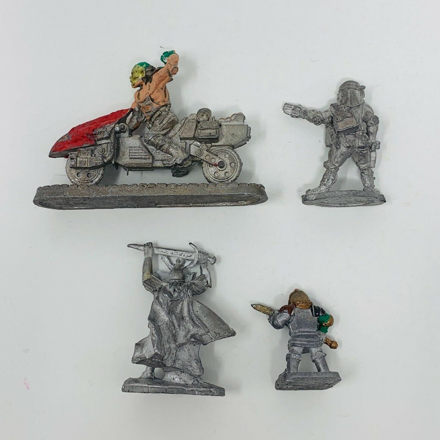 4 Miniatures Metal Figures Ral Partha & RAFM Orc Biker Elven Dwarf Mixed Lot 90s