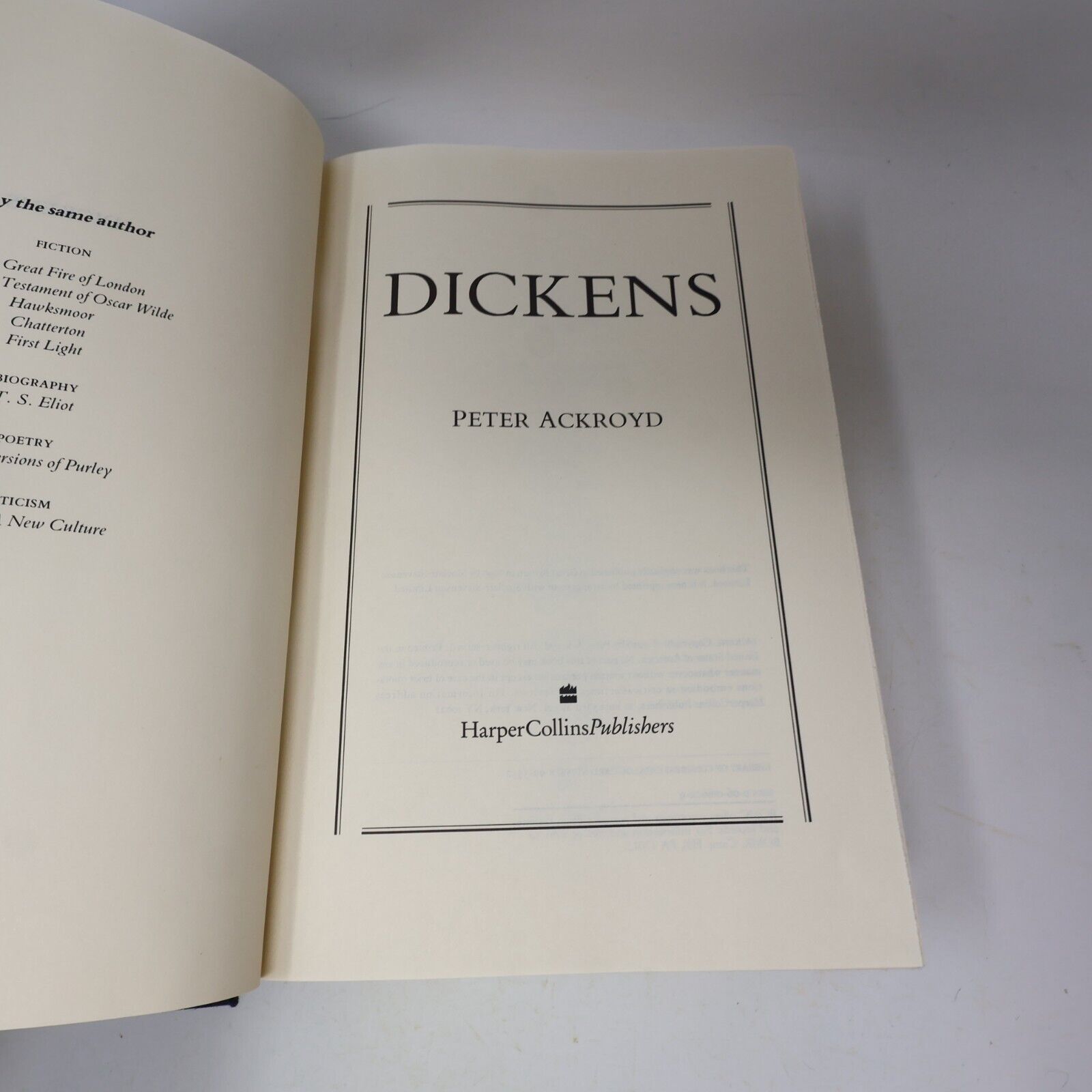 1990 Dickens Peter Ackroyd Harpercollins Hardcover HC Biography Book 90s DJ