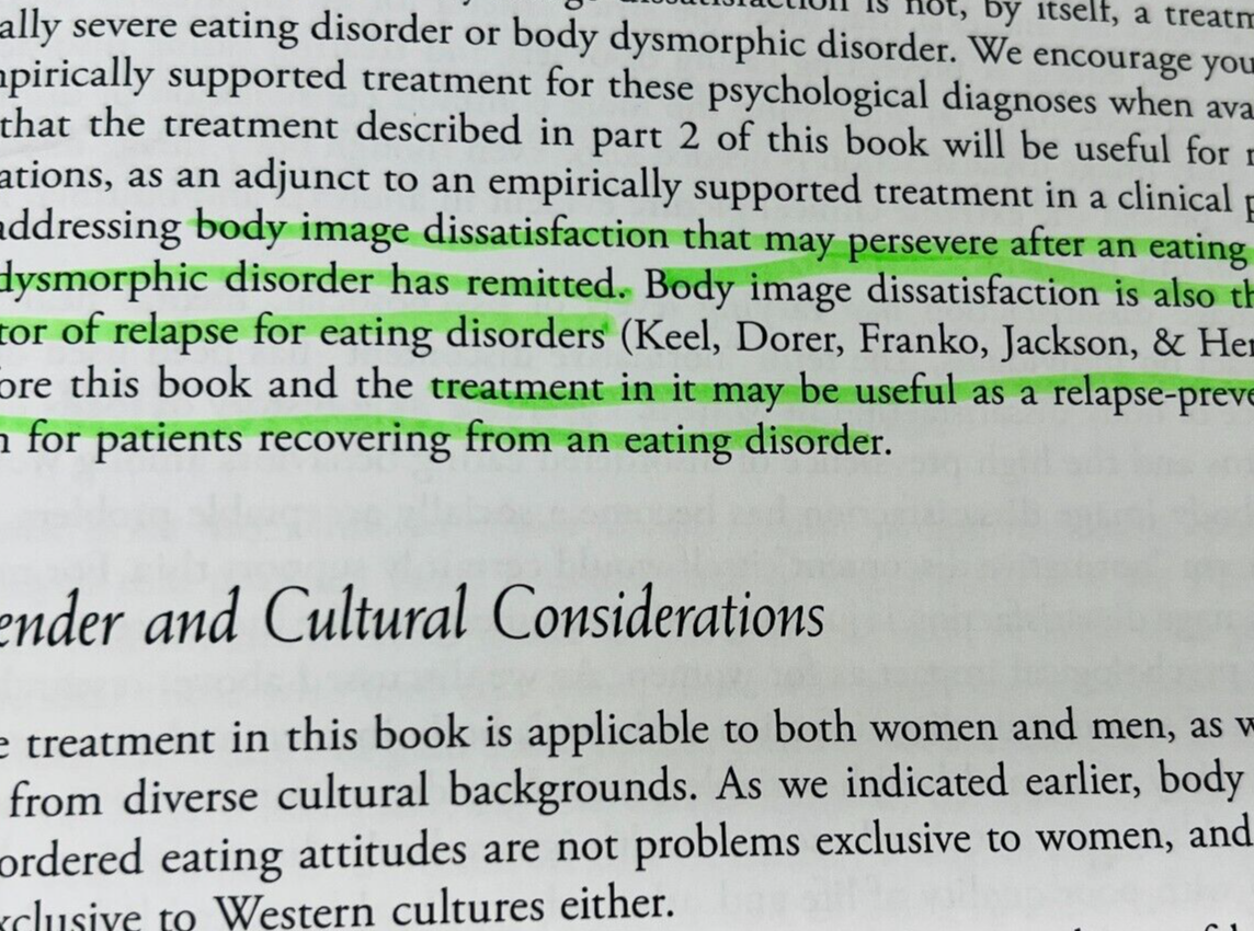 2010 Acceptance and Commitment Therapy for Body Image Dissatisfaction Hardcover