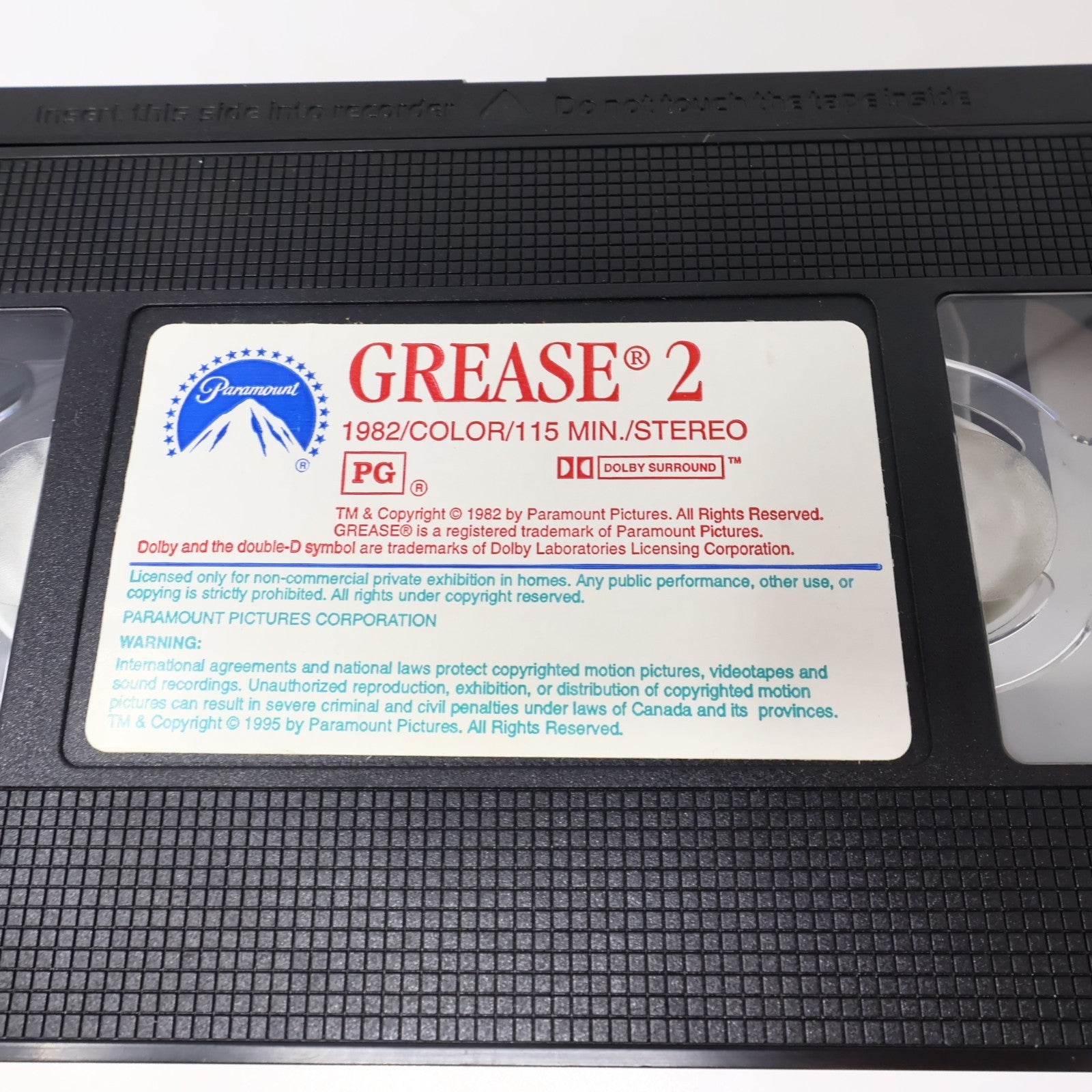 Grease #1-2 VHS Lot Olivia Newton-John/Travolta/Caulfield/Michelle Pfeiffer NTSC