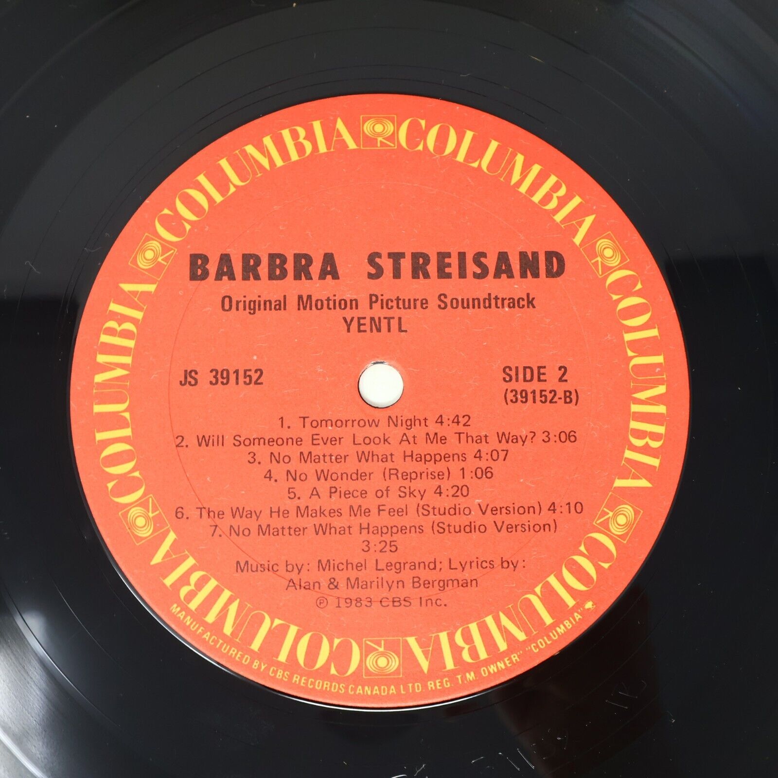 Barbra Streisand Yentl Movie Soundtrack LP Record Vinyl 1983 Columbia JS 3915
