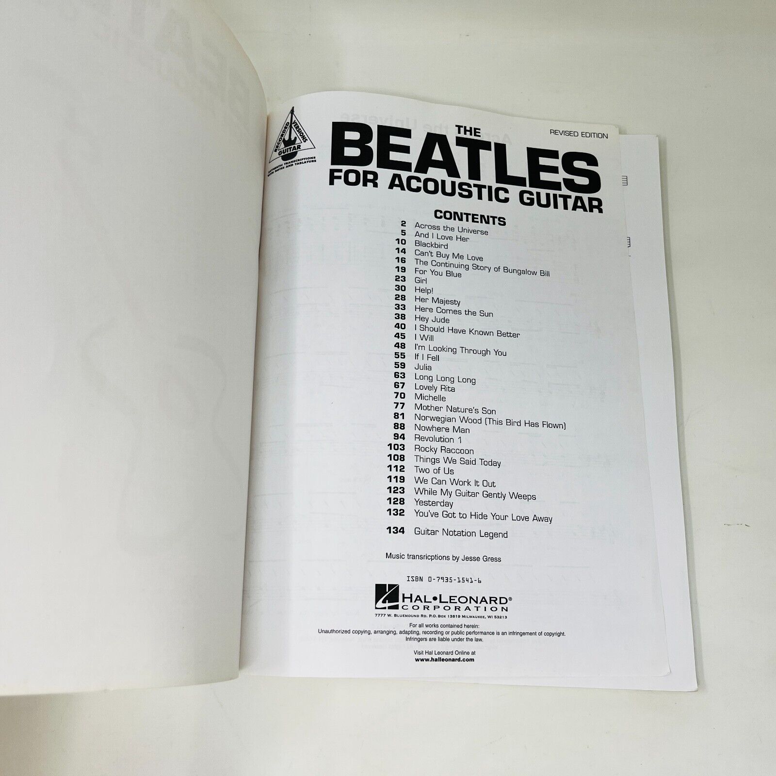 The Beatles for Acoustic Guitar Revised Edition Songbook Hal Leonard Paperback