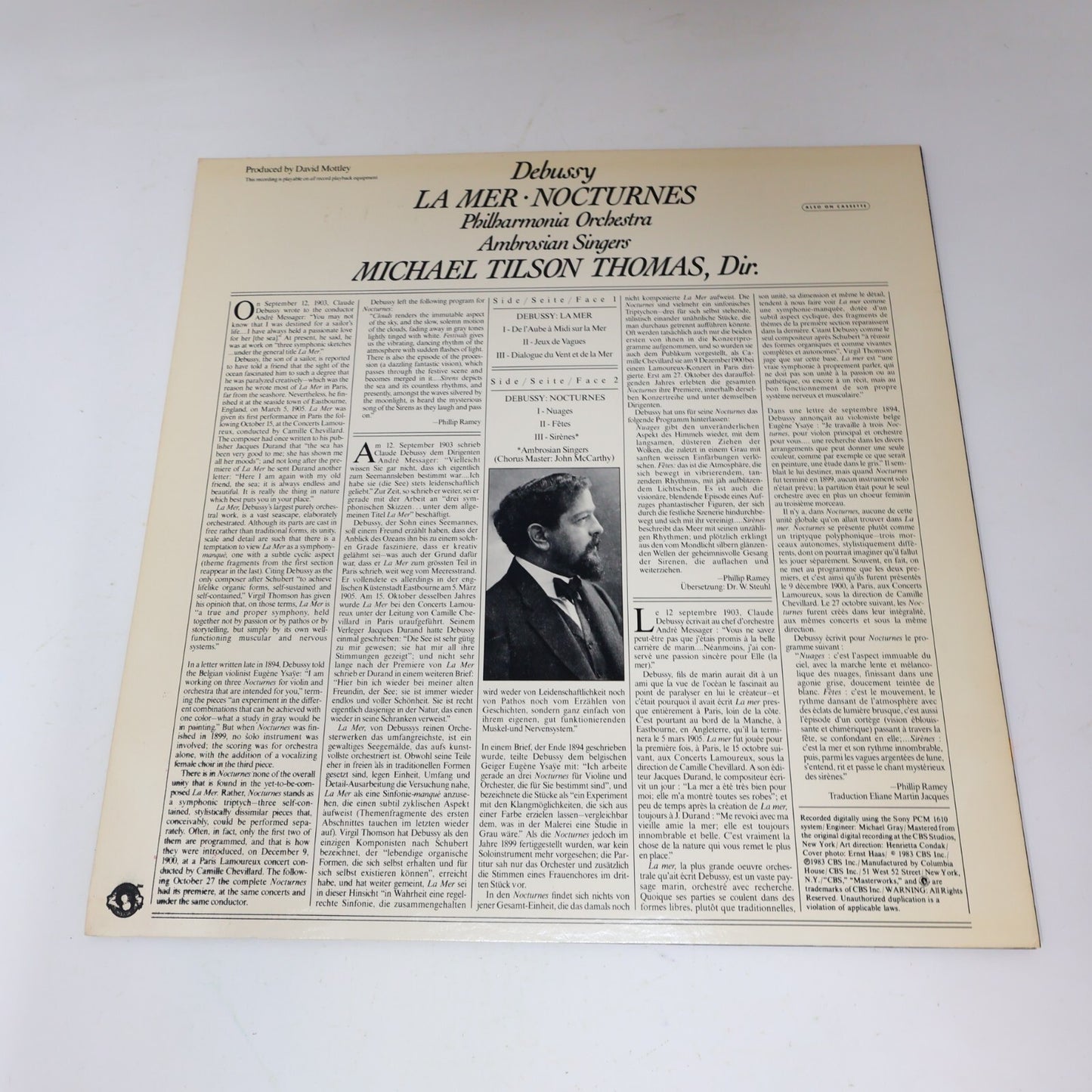 Debussy La Mer Nocturnes Michael Tilson Thomas Philharmonia Record Vinyl 1P 7608