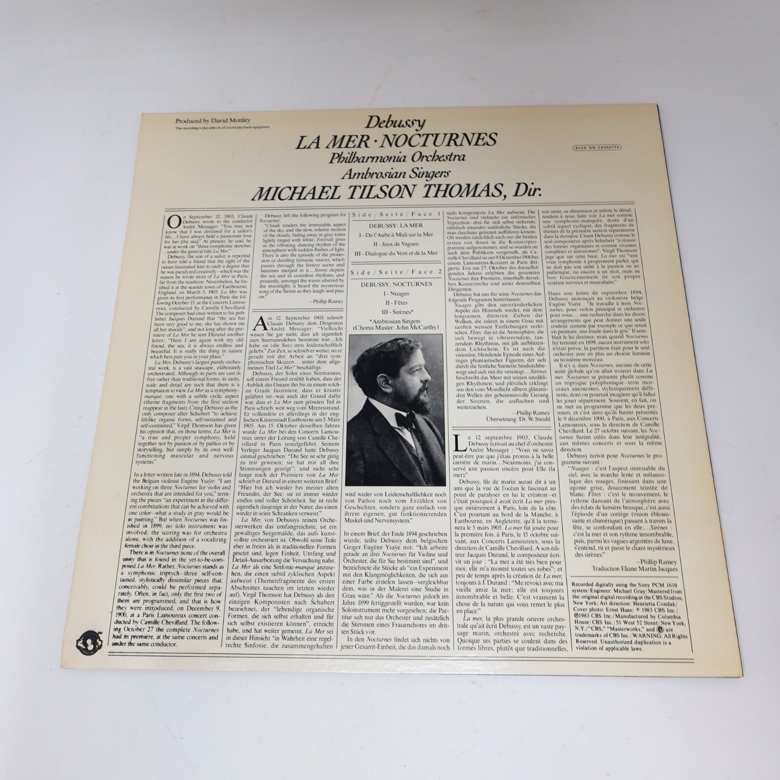 Debussy La Mer Nocturnes Michael Tilson Thomas Philharmonia Record Vinyl 1P 7608