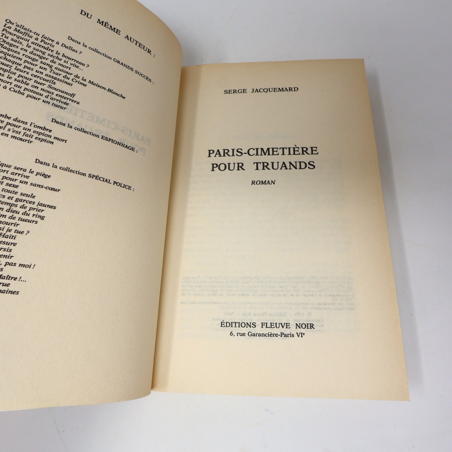 Serge Jacquemard Lot 4 Livres Fleuve Noir Paris-Cimetière pour Truands Policier