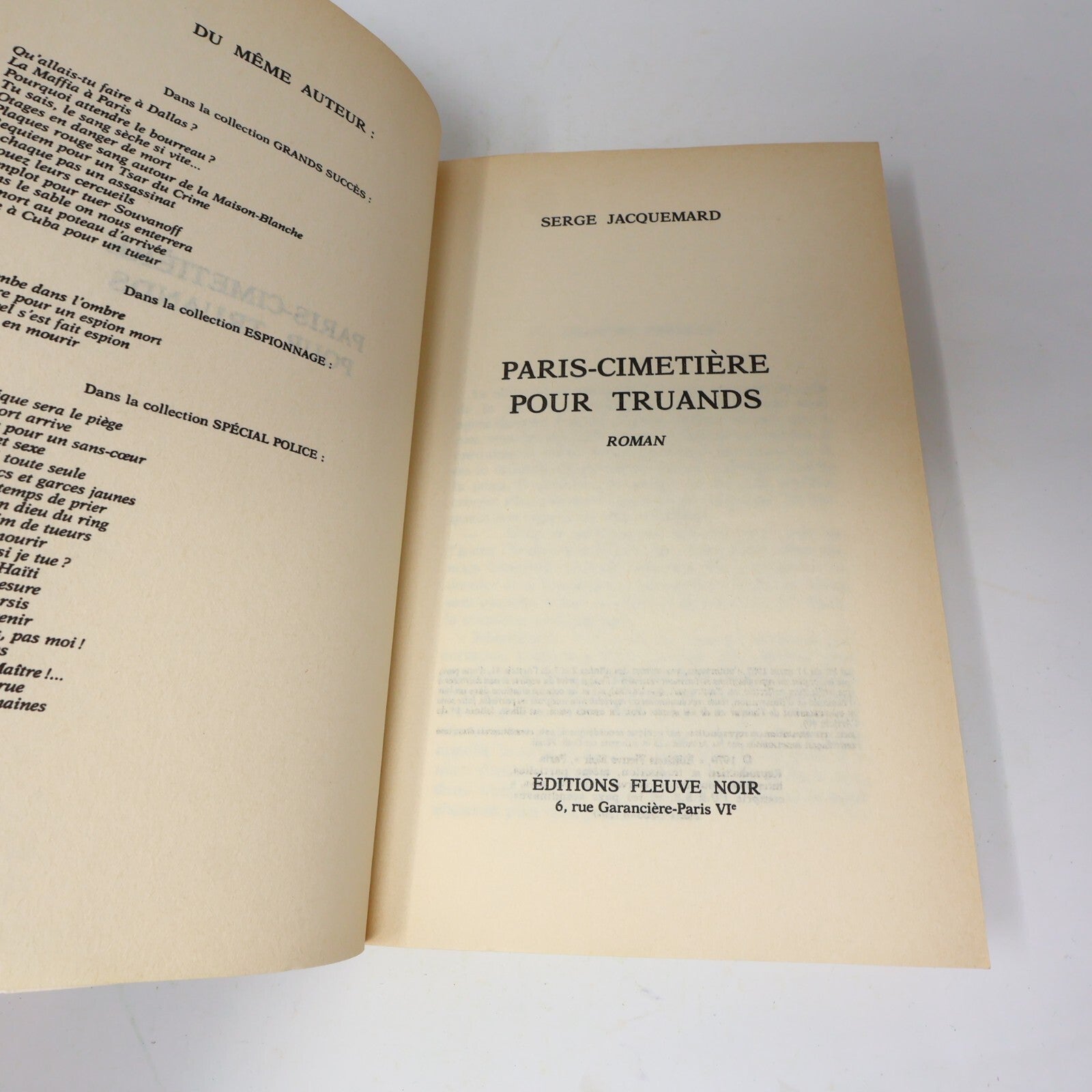 Serge Jacquemard Lot 4 Livres Fleuve Noir Paris-Cimetière pour Truands Policier