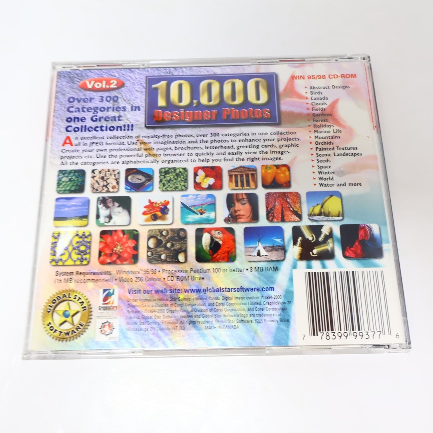 10,000 Designer Photos #1-2 CD-Rom Lot For Windows 95/98 Animals/Birds/Nature