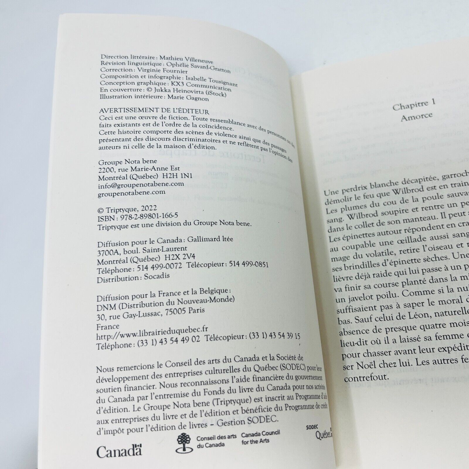2022 Territoire de Trappe Gagnon/Lemieux Roman Fiction Français Livre Triptyque