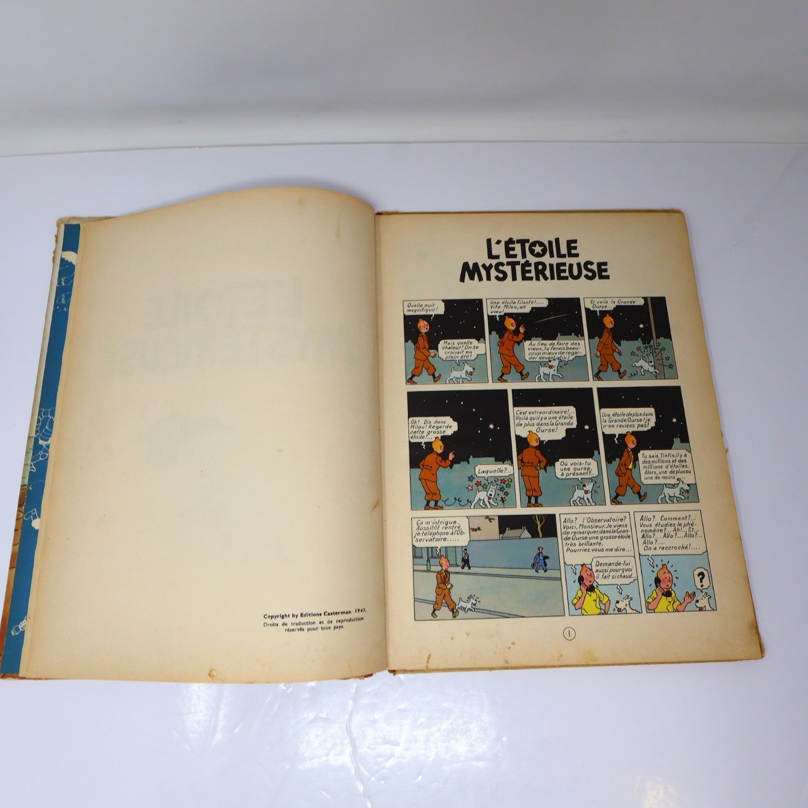 Tintin L'Étoile Mystérieuse Hergé Casterman 1954 HC B9 Belgique Français/French