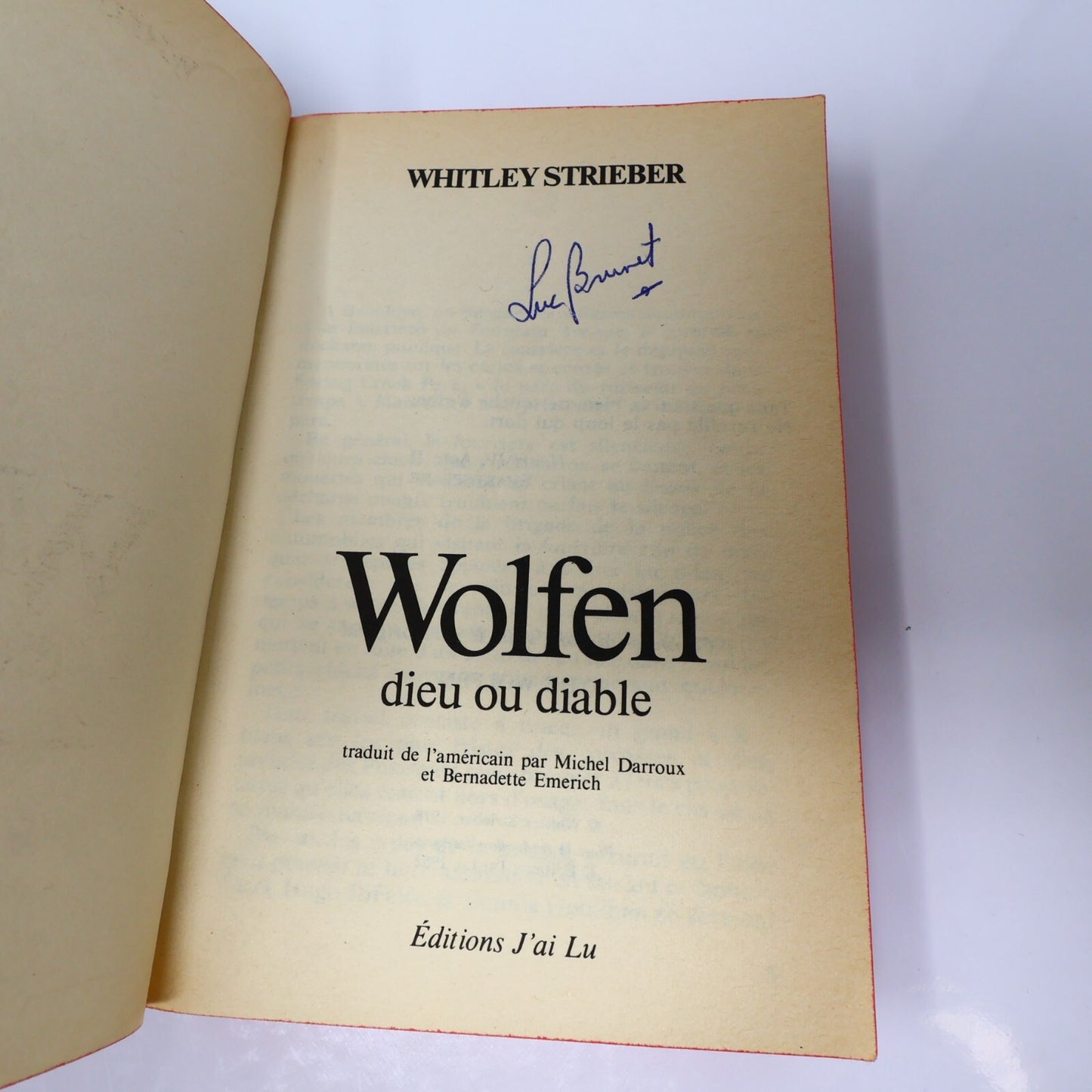 Wolfen Dieu ou Diable Whitley Strieber J'ai Lu 1982 Horreur Thriller Fantaisie