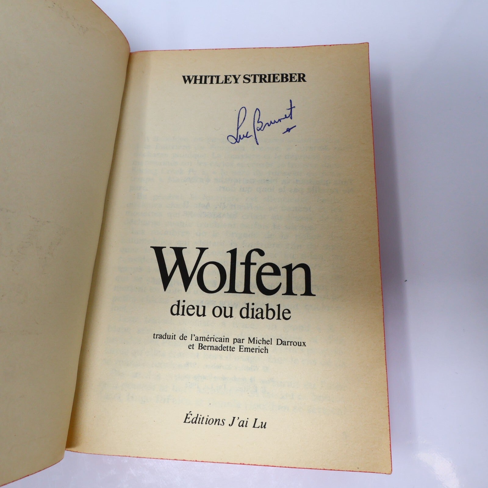 Wolfen Dieu ou Diable Whitley Strieber J'ai Lu 1982 Horreur Thriller Fantaisie