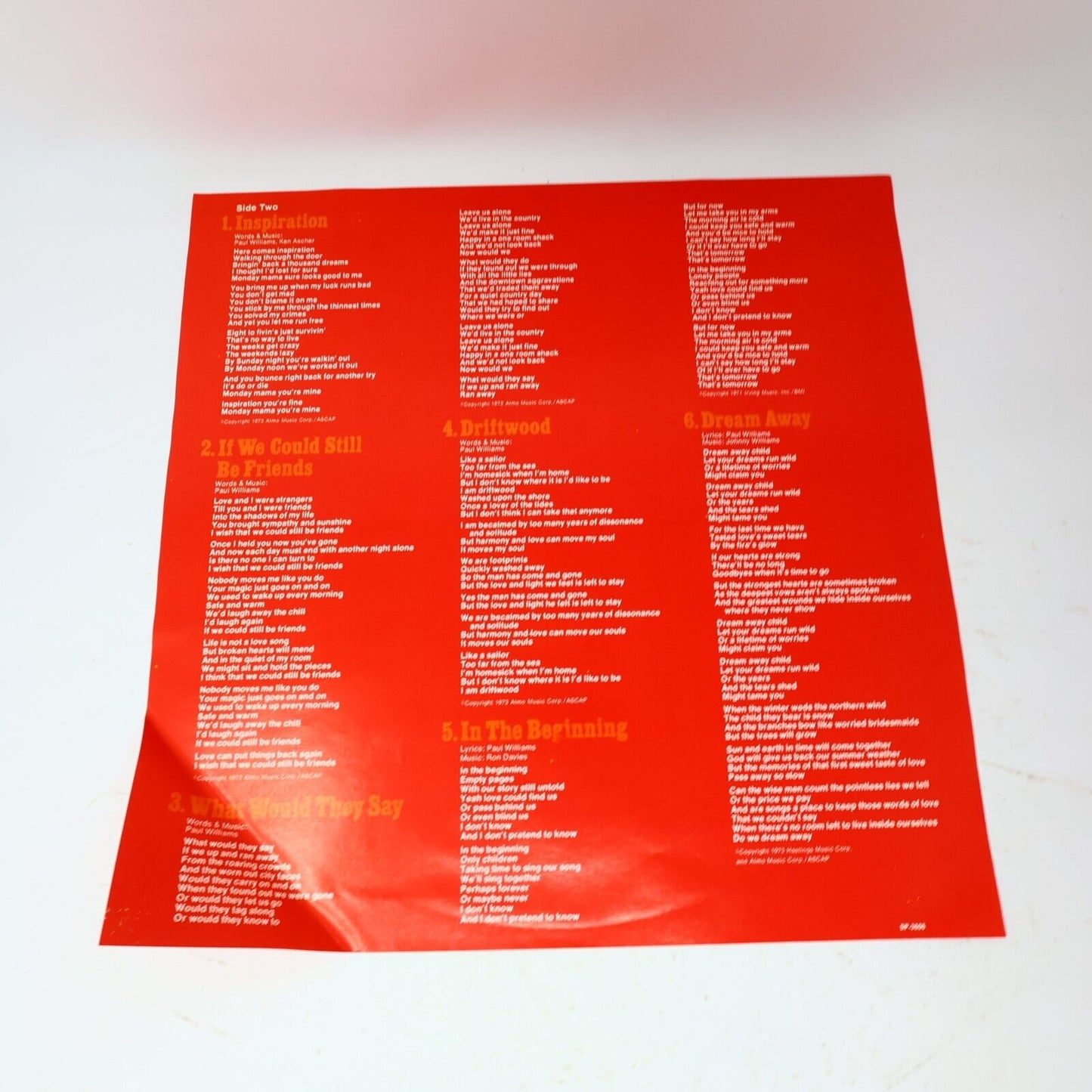 Paul Williams Here Comes Inspiration LP Record Vinyl 1974 SP-3606 A&M Canada