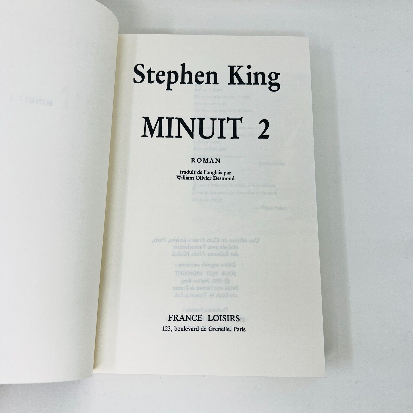 Minuit 2 & 4 de Stephen King Lot France Loisirs en Français/French Hardcover 90s