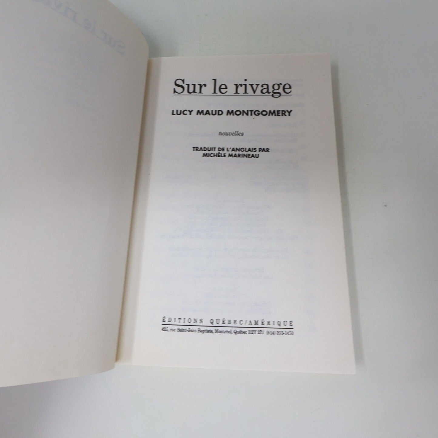 1990 Sur le Rivage Maison aux Pignons Verts de Lucy Maud Montgomery Paperback PB