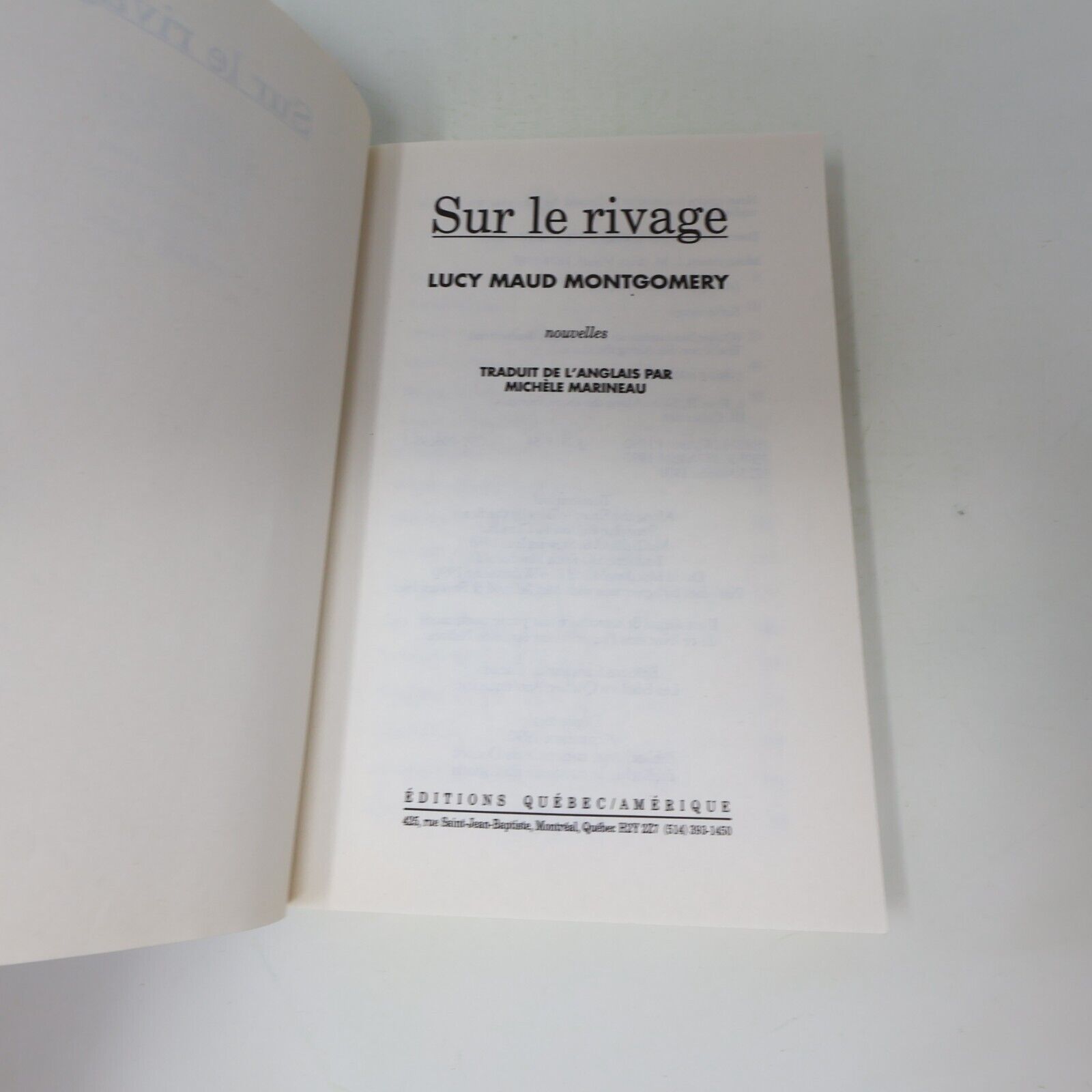 1990 Sur le Rivage Maison aux Pignons Verts de Lucy Maud Montgomery Paperback PB