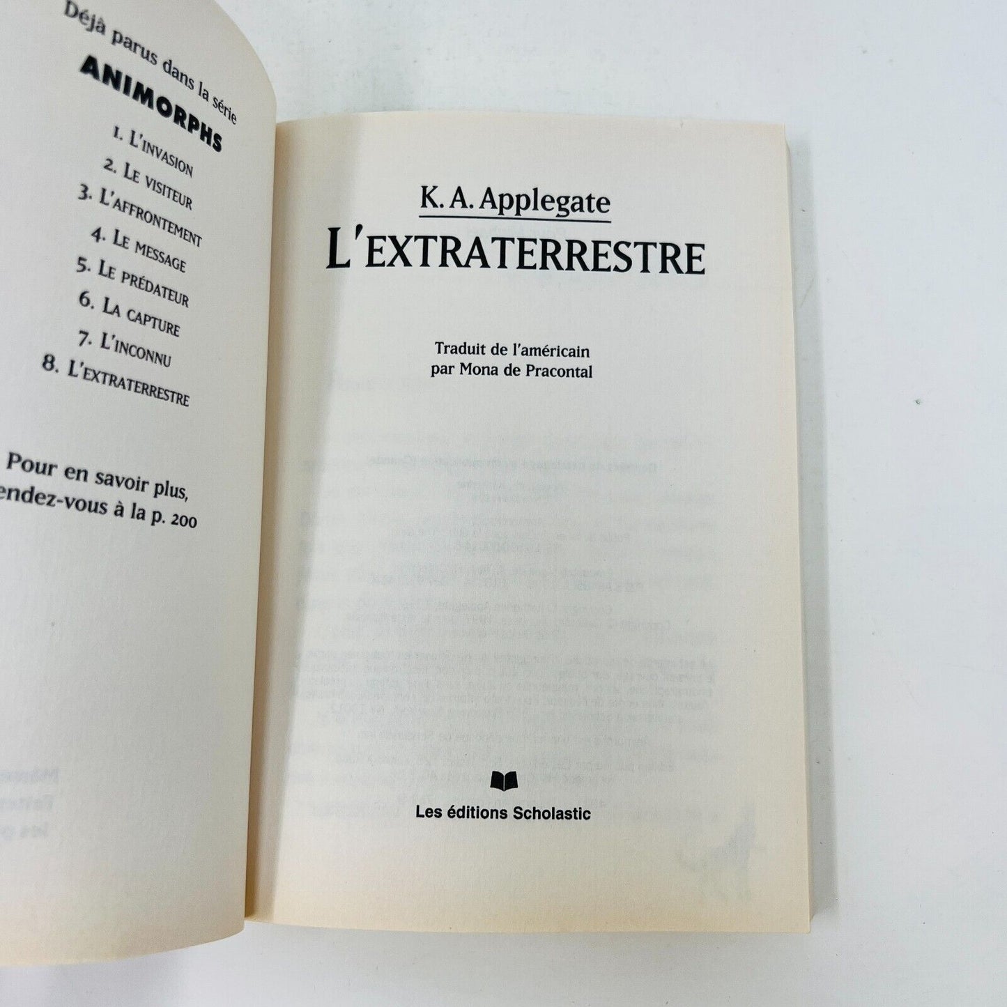 5x Animorphs en Français/French de K. A. Applegate Lot Ennemi/Piège/Solution 90s