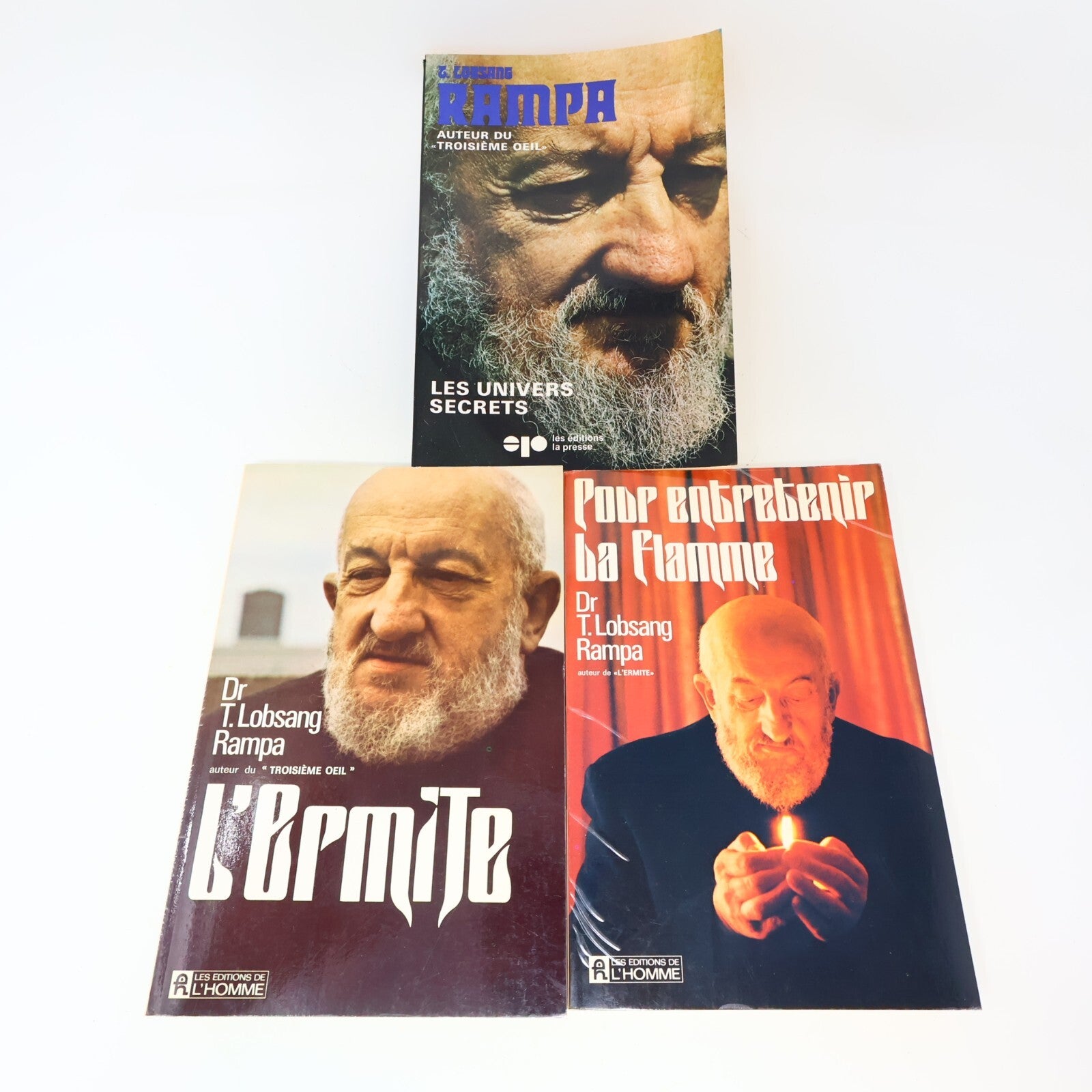 Lobsang Rampa Lot 3 Livres L'Ermite/Univers Secrets/Pour Entretenir la Flamme PB