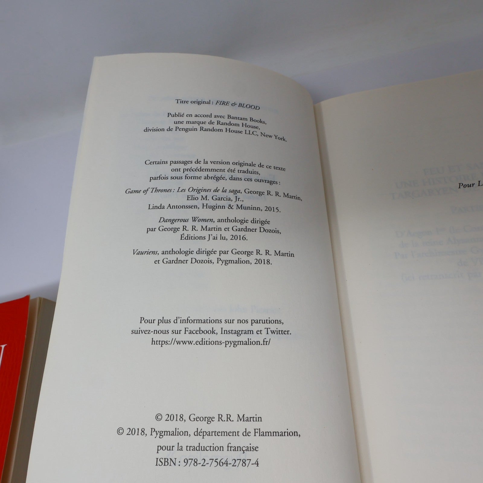 Feu et Sang #1-2 Le trône de fer Série Complète Lot 2 Livres George R. R. Martin