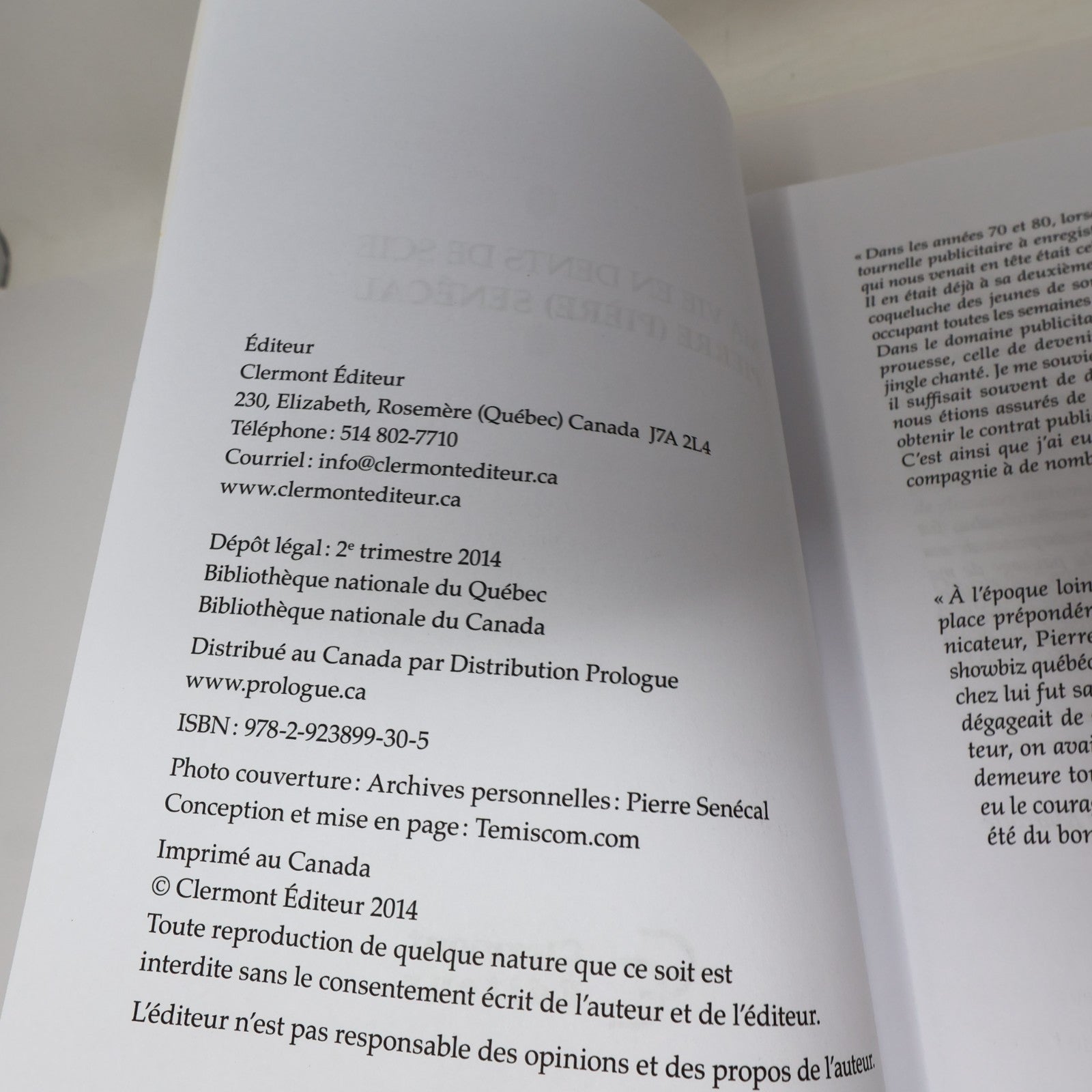 Ma Vie en Dents de Scie Pierre/Pière Senécal 2014 PB Biographie Musique Québec