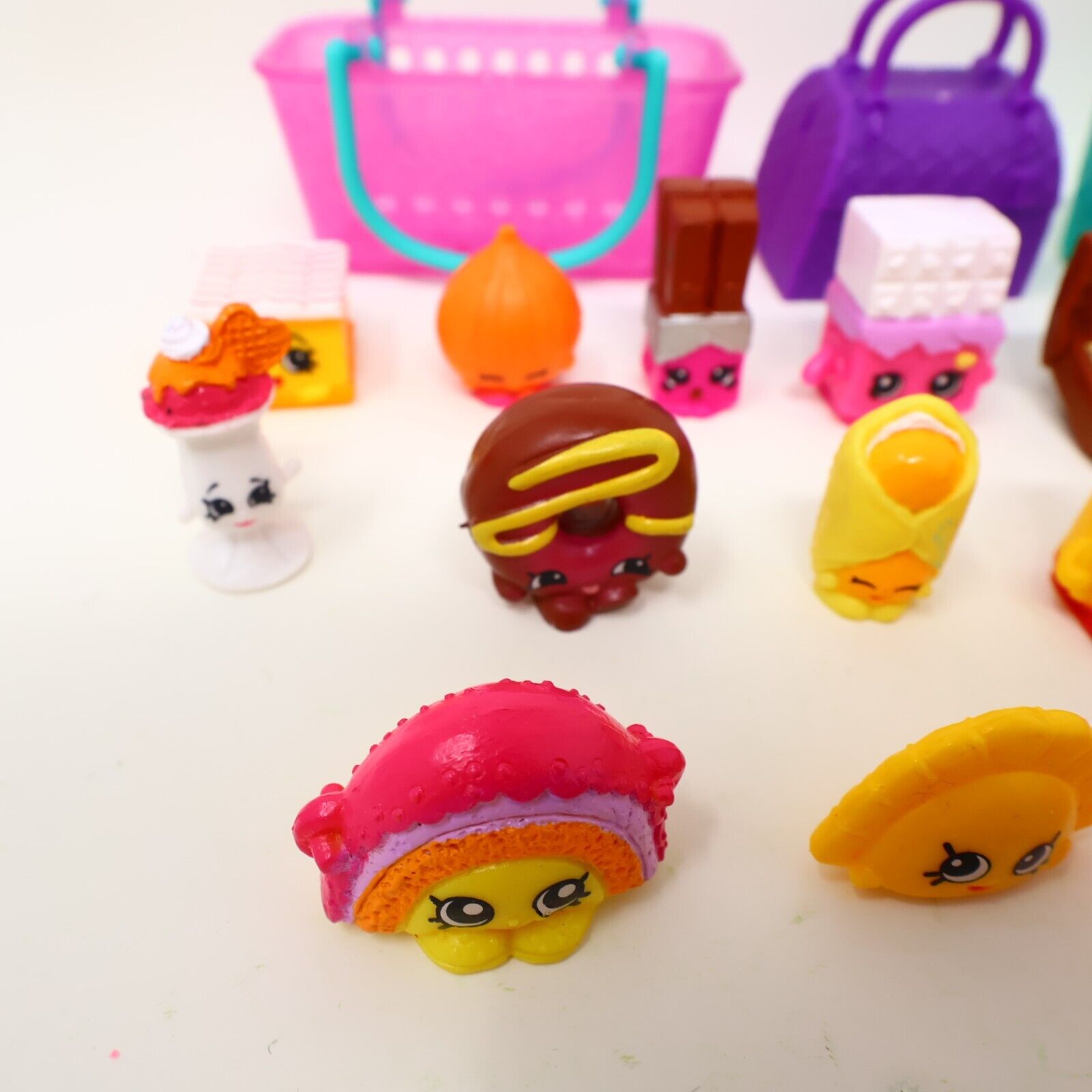Lot of 33 Shopkins Figures Toys Mixed Food Bread Chocolate Cake Cookies Moose