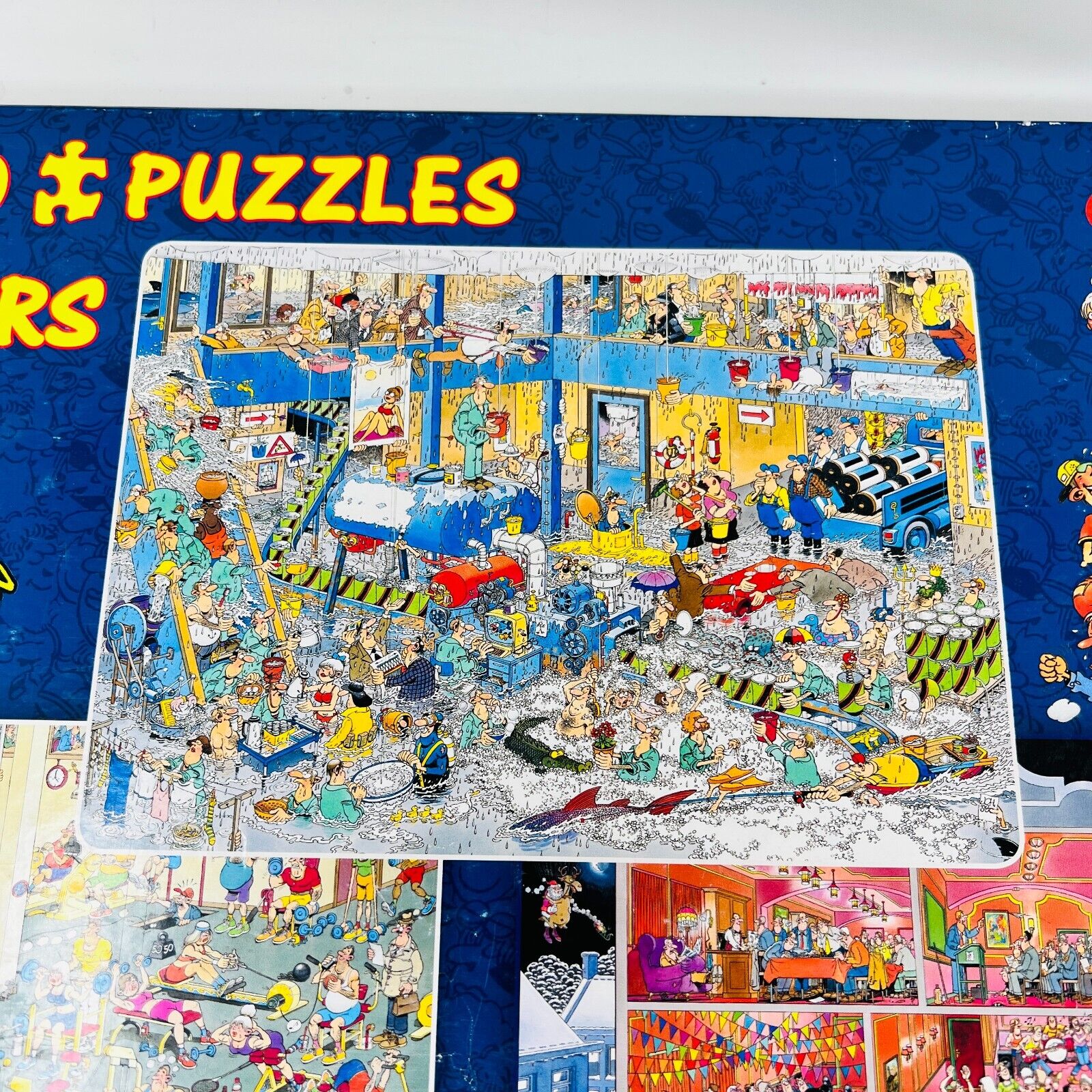 3x 1000 Puzzles + Posters 81120 Complete The Big Leak/Gym/Café Jan Van Haasteren