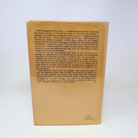 1984 Cahiers du Cinéma Fritz Lang Biographie Cinématographie de Lotte H. Eisner
