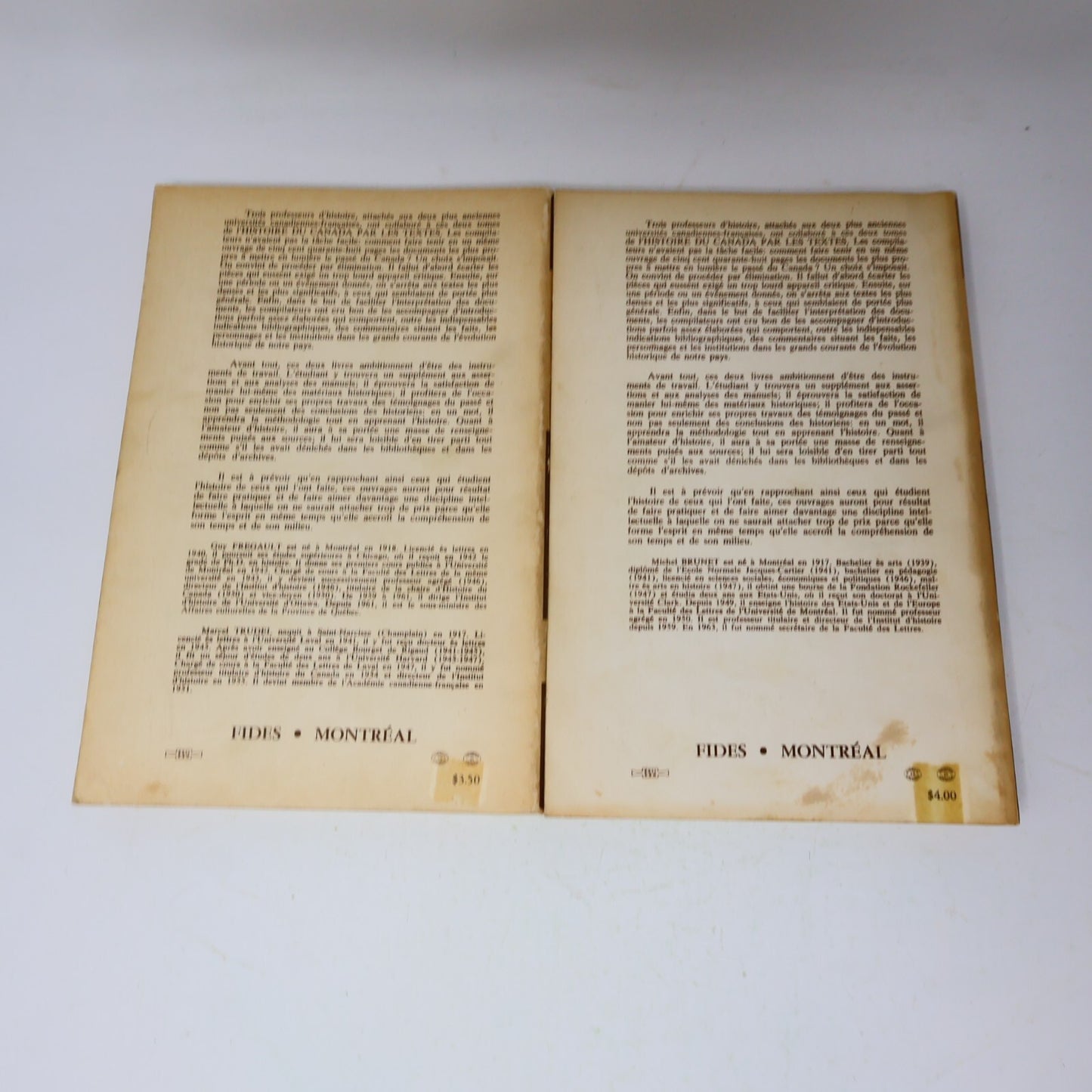 Histoire du Canada Par les Textes #1-2 Série Complète Lot 2 Livres Fides French