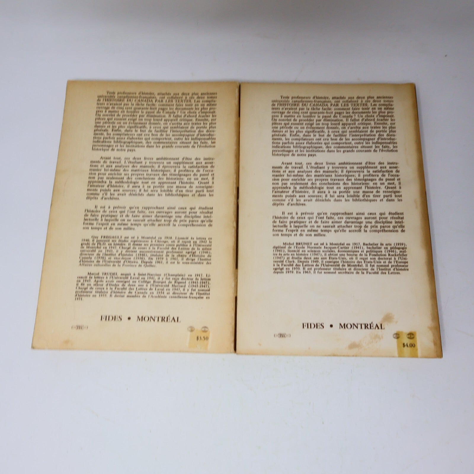 Histoire du Canada Par les Textes #1-2 Série Complète Lot 2 Livres Fides French