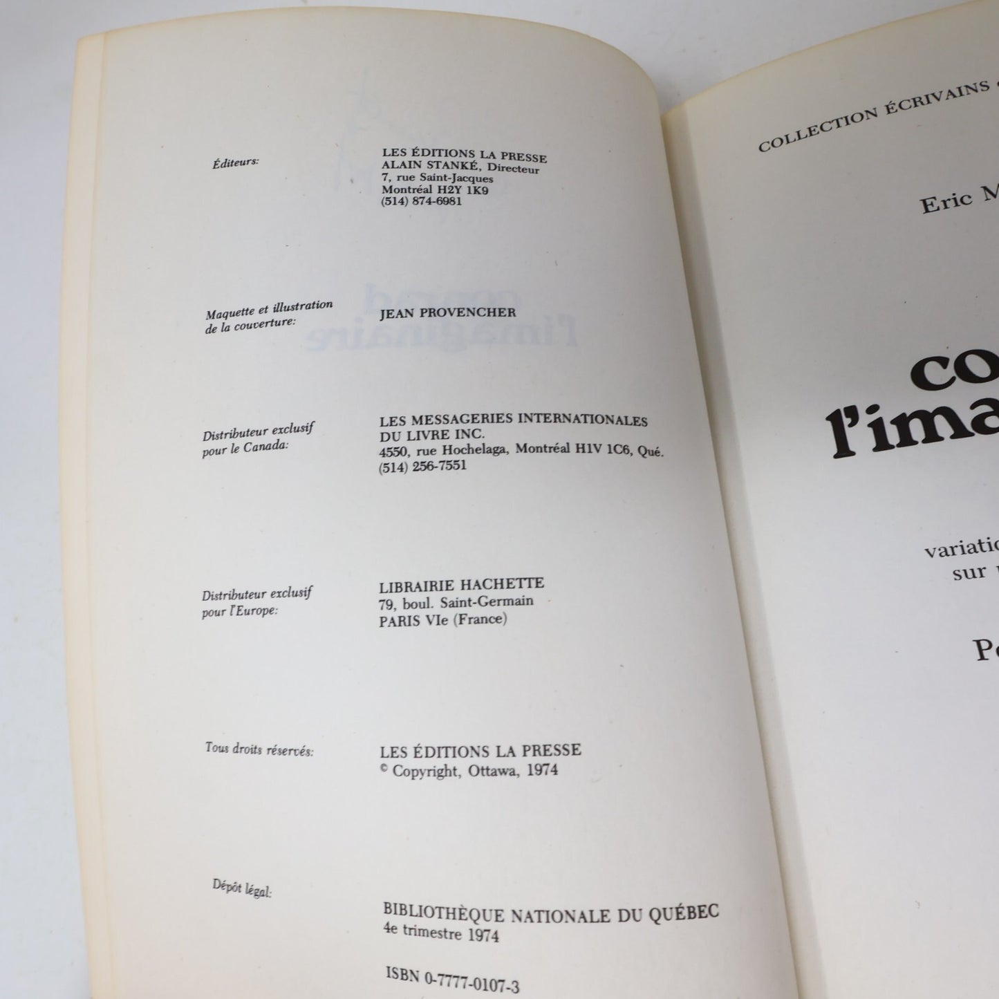 1974 Conrad l'Imaginaire Eric Martel La Presse Fantasy Fantastique Québec Livre