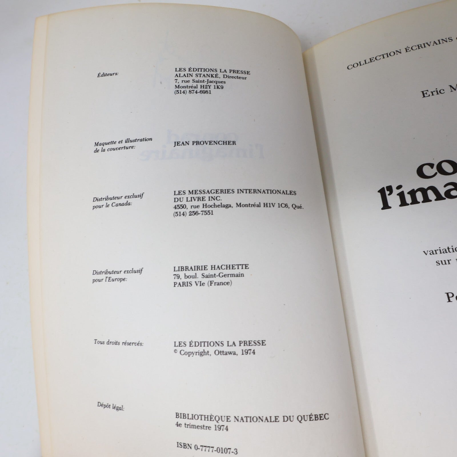 1974 Conrad l'Imaginaire Eric Martel La Presse Fantasy Fantastique Québec Livre