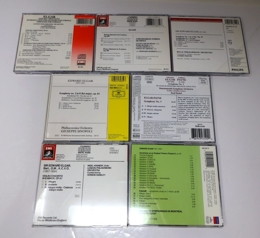 Sir Edward Elgar 7 CD Lot Enigma Variations/Falstaff/Symphony #1-2-3/Violin