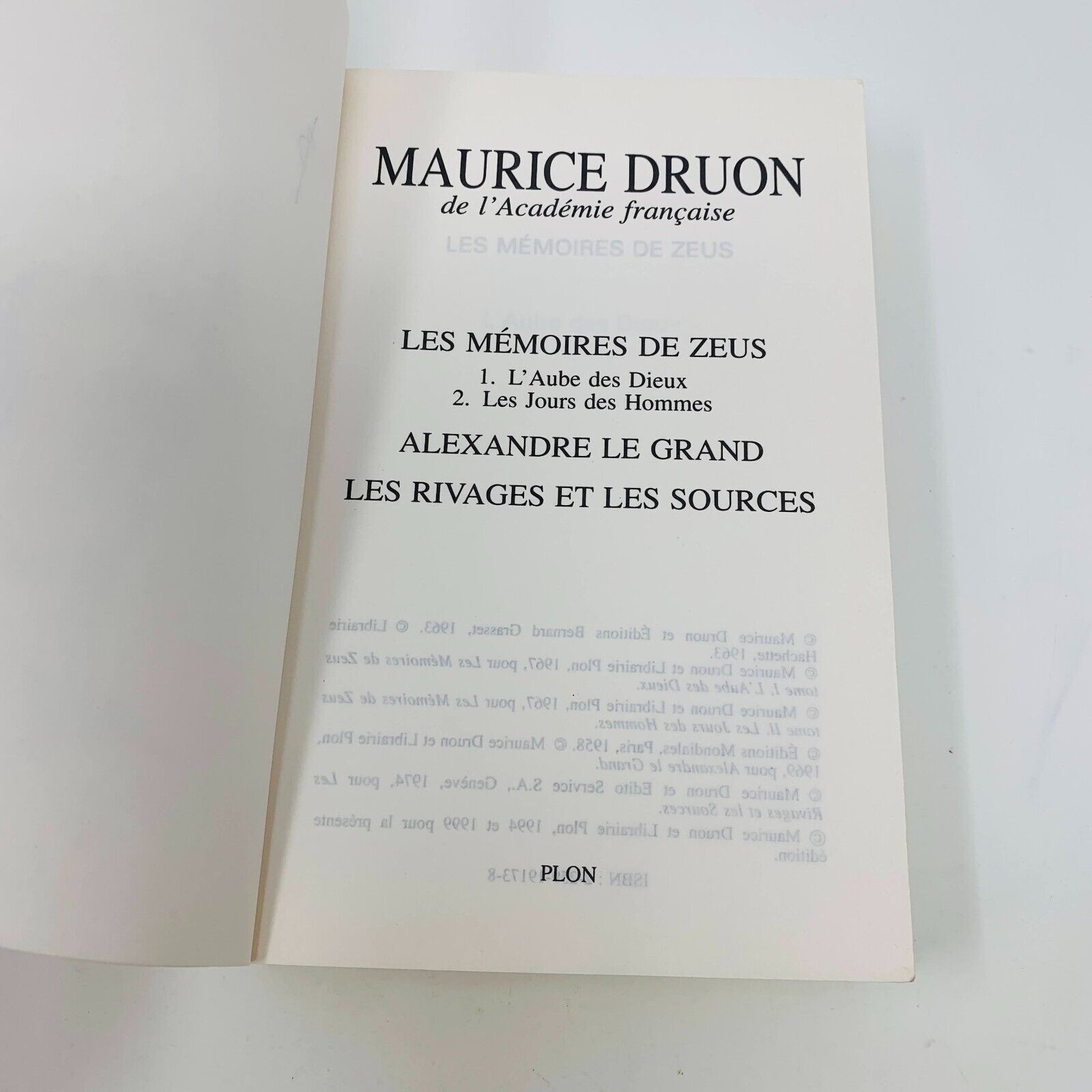 1999 Romans Mythologiques Volumes Plon Omnibus Maurice Druon Alexandre Le Grand