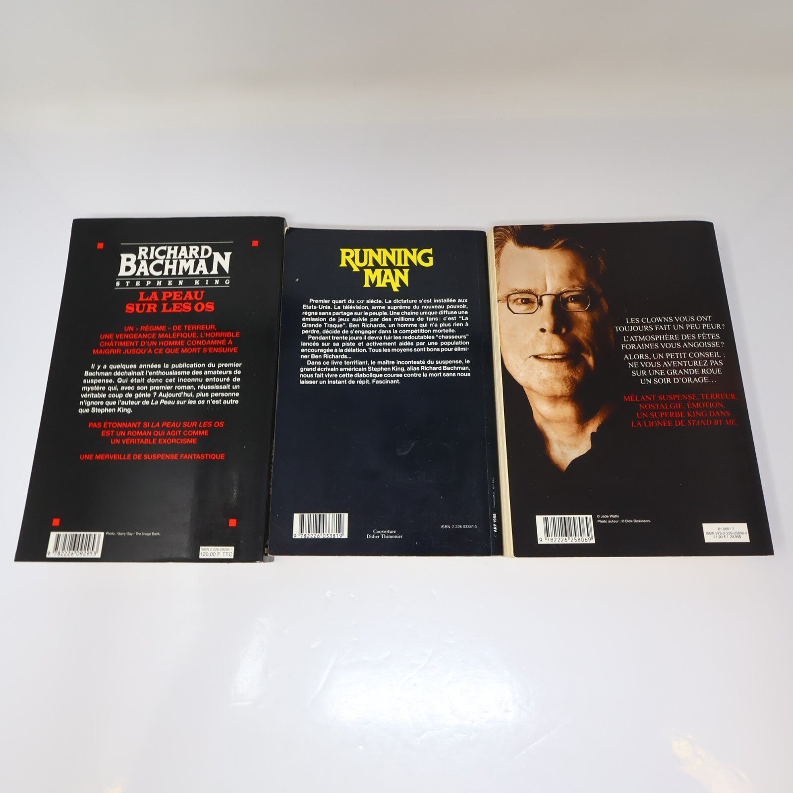 Richard Bachman/Stephen King Lot 3 Livres La Peau sur les Os/Running Man/Joyland