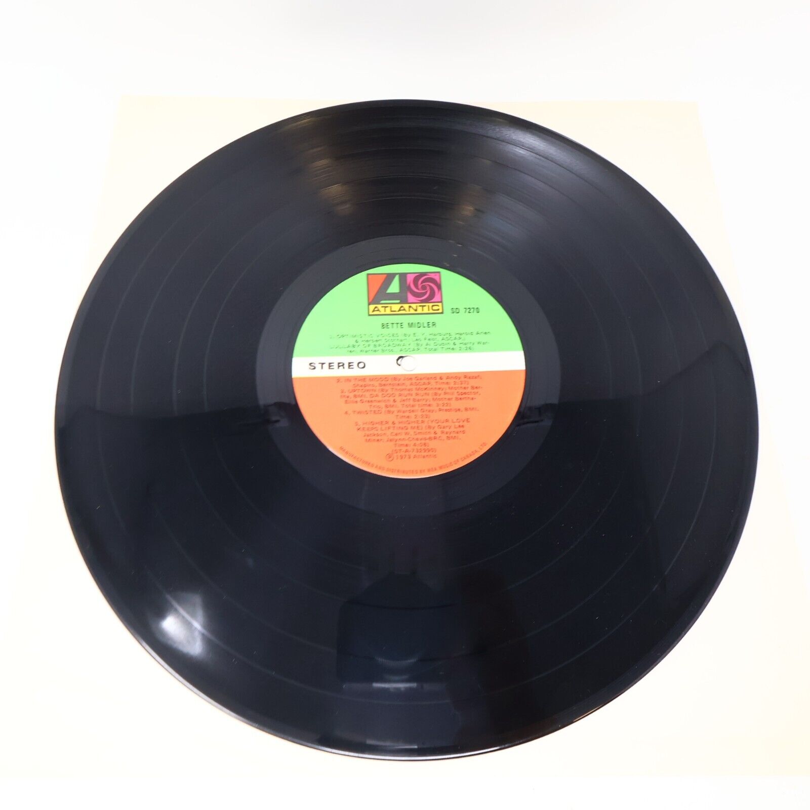 Bette Midler Self Titled LP Record Vinyl SD 7270 Atlantic Canada Poster Included