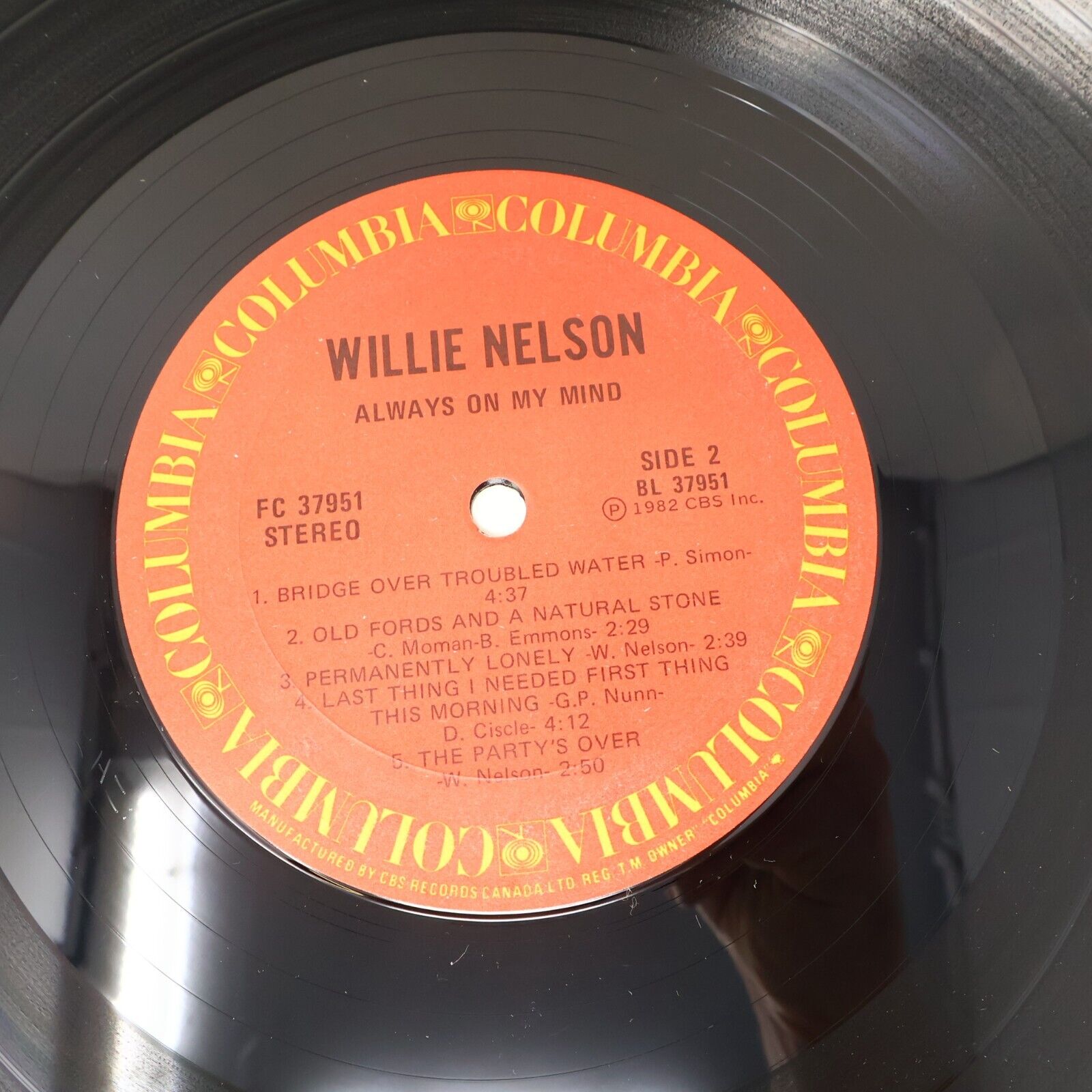 Willie Nelson Always On My Mind LP Record Vinyl 1982 Columbia FC 37951 Canada