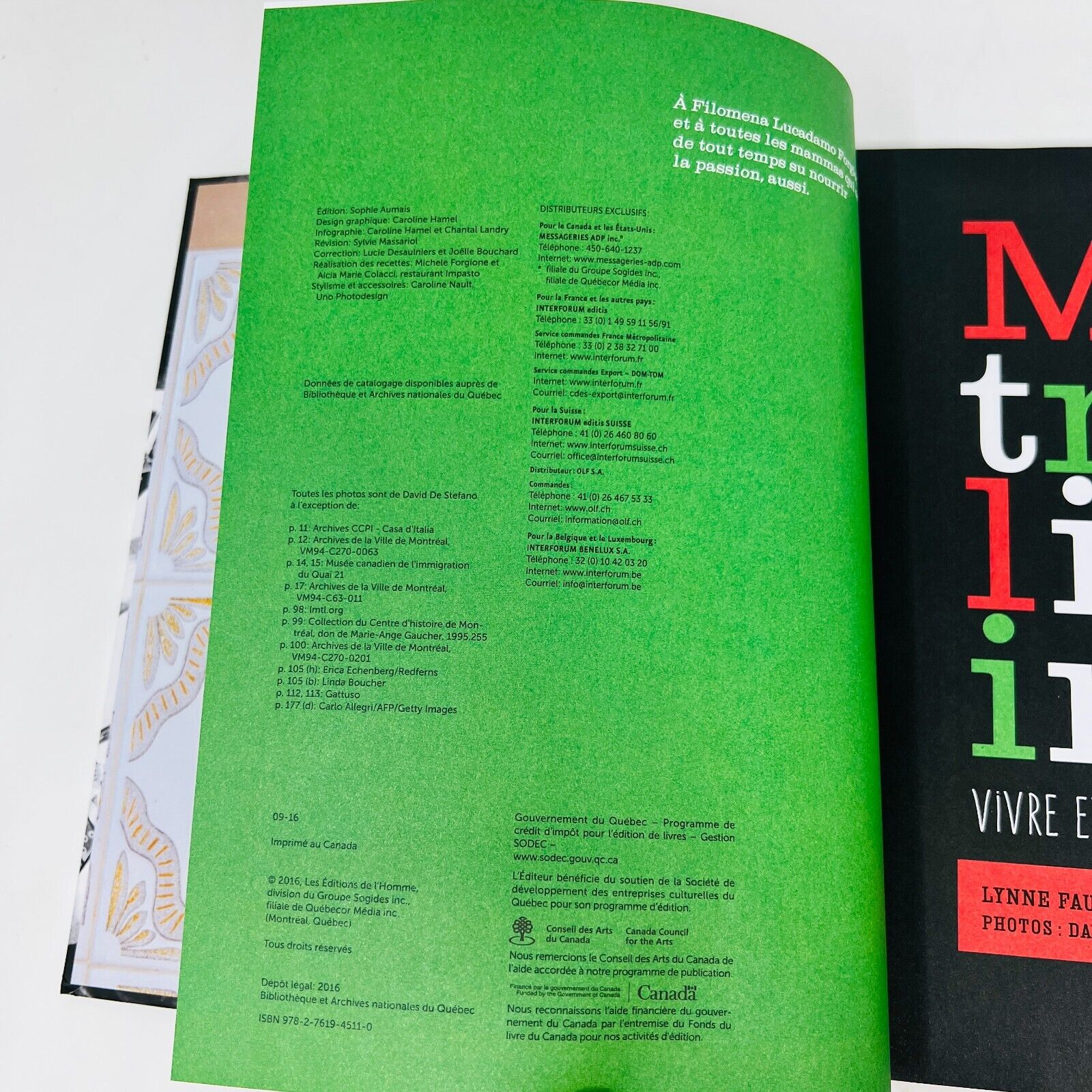 2016 Montréalissimo Vivre et Manger à l'Italienne à Montréal Histoire Recettes