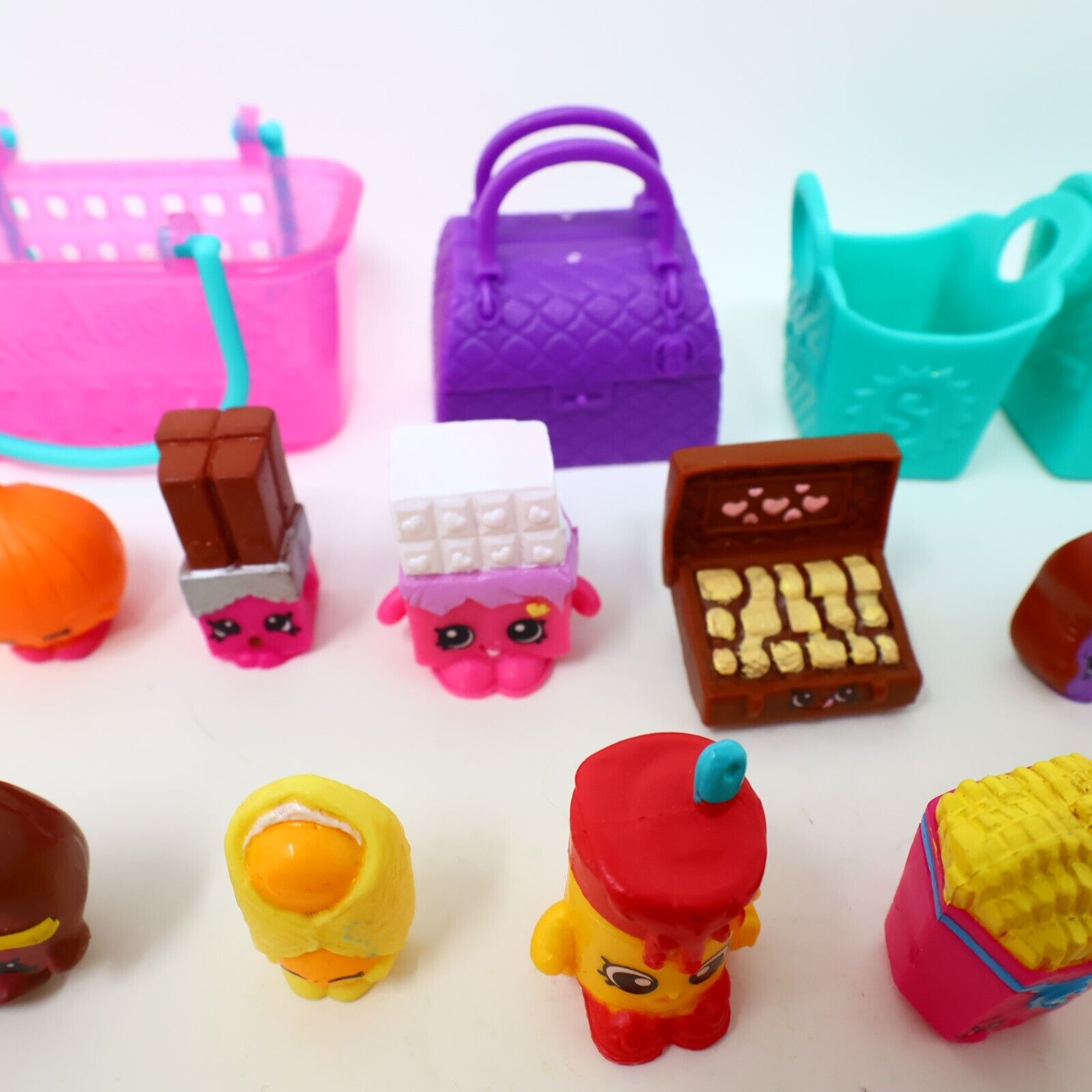 Lot of 33 Shopkins Figures Toys Mixed Food Bread Chocolate Cake Cookies Moose