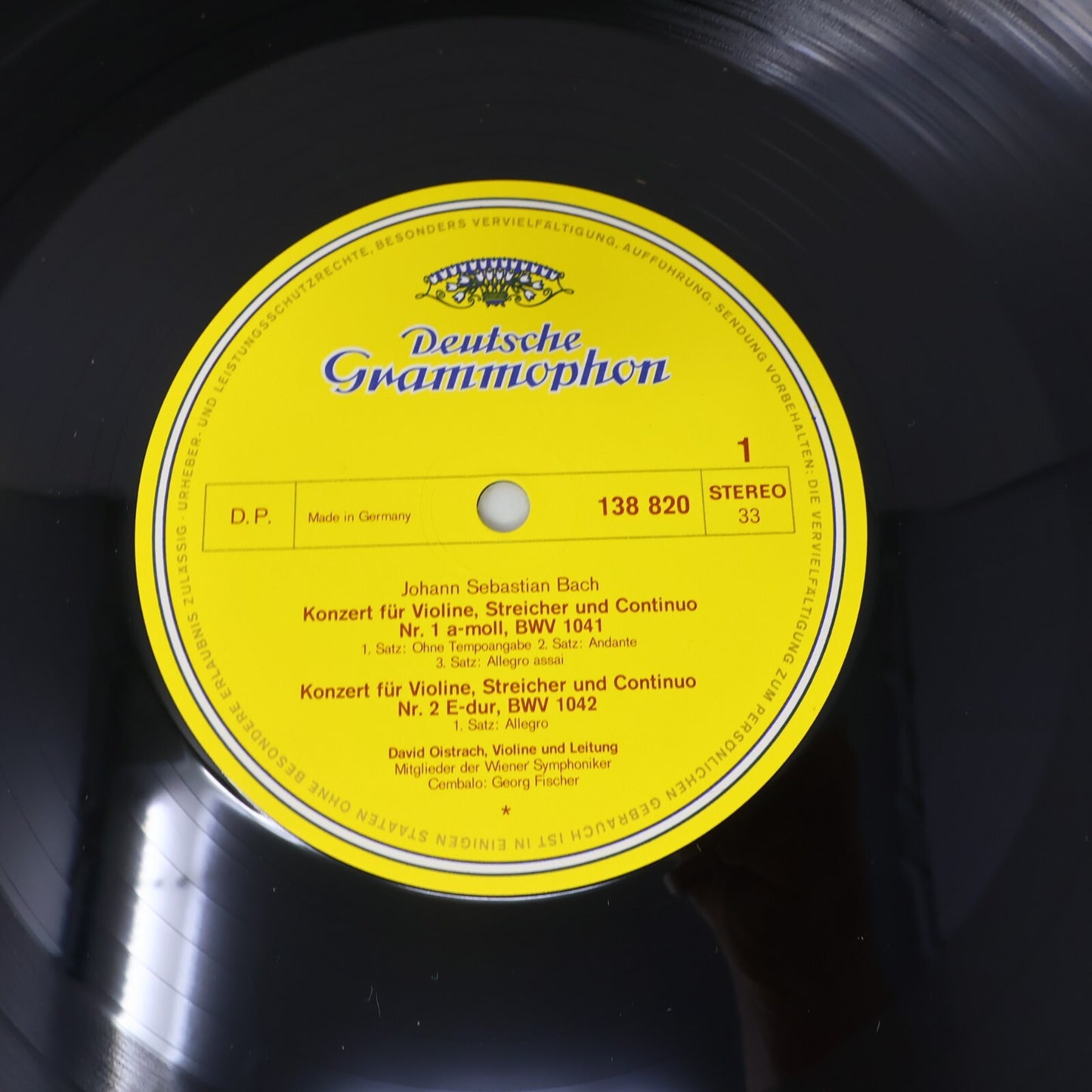Bach David & Igor Oistrach Violinkonzerte / Für Zwei Violinen LP Record 138 820