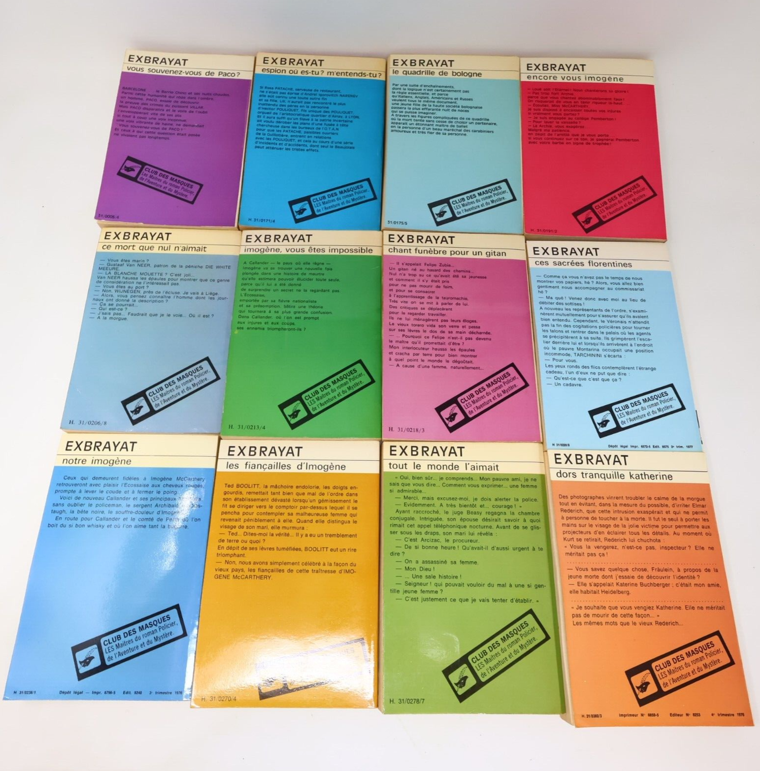 Lot 18 Exbrayat Club des Masques Notre Imogène Tout le Monde l'Aimait Livres