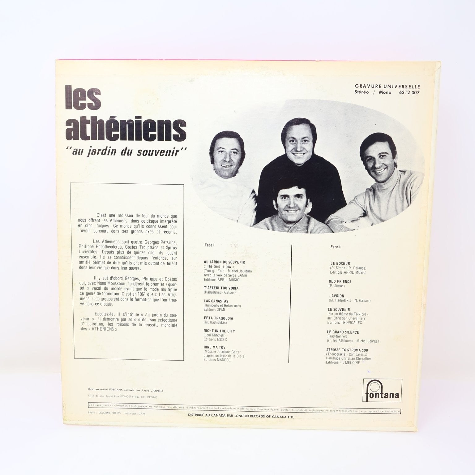 Les Athéniens Au Jardin Du Souvenir 12" LP Record 1970 Fontana Pop 6312.007 VG+