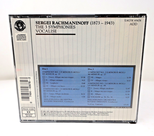 Rachmaninov Symphonies 1-2-3/Vocalise CD Eugene Ormandy/Philadelphia Masterworks