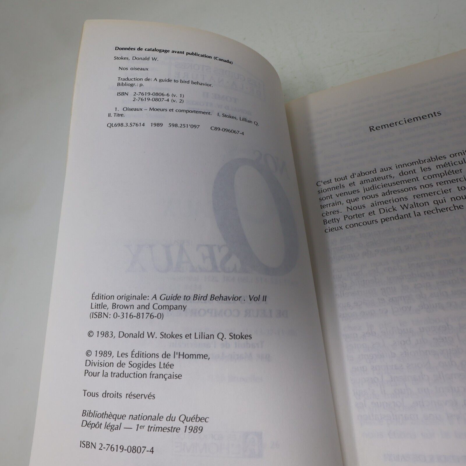 Nos Oiseaux Donald & Lillian Stokes Les Guides Stokes de la Nature #II (2) 1990
