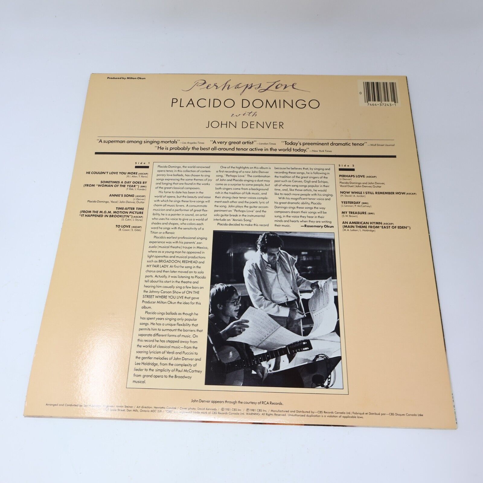 Placido Domingo Perhaps Love + My Life For A Song Lot of 2 LP Records 1980s
