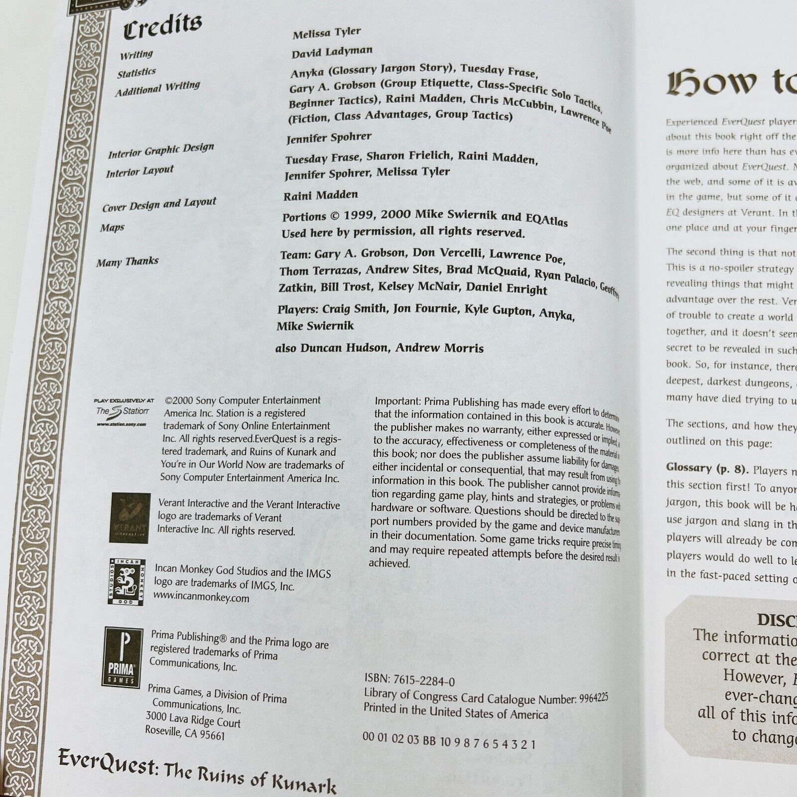 2000 EverQuest The Ruins of Kunark Prima's Official Strategy Guide Paperback